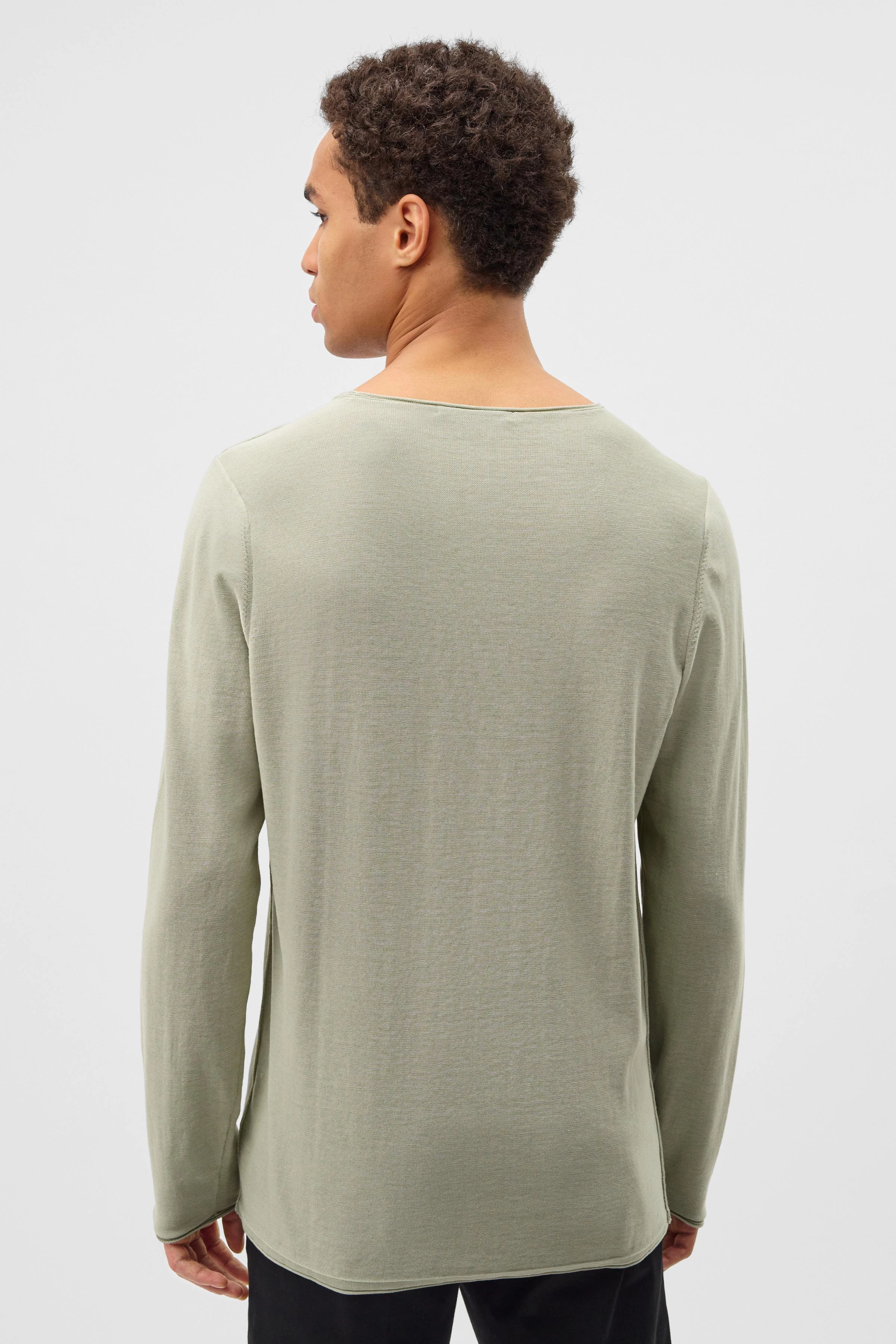 RIK - Pullover mit rollenden Kanten aus reiner Baumwolle - Herren - grün - Rückansicht