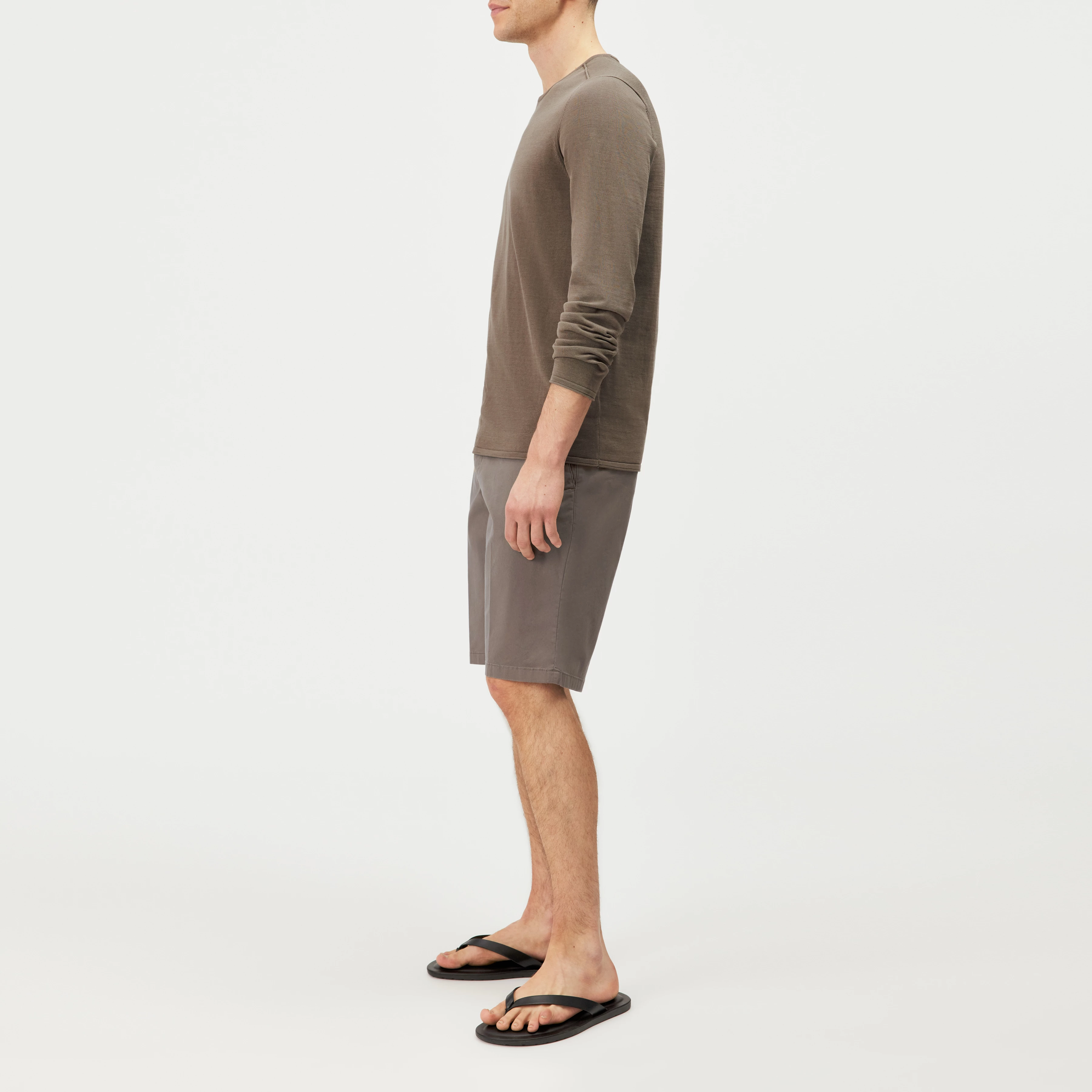 RIKONO - Knitted jumper in clean cotton - men - brown - Seitenansicht