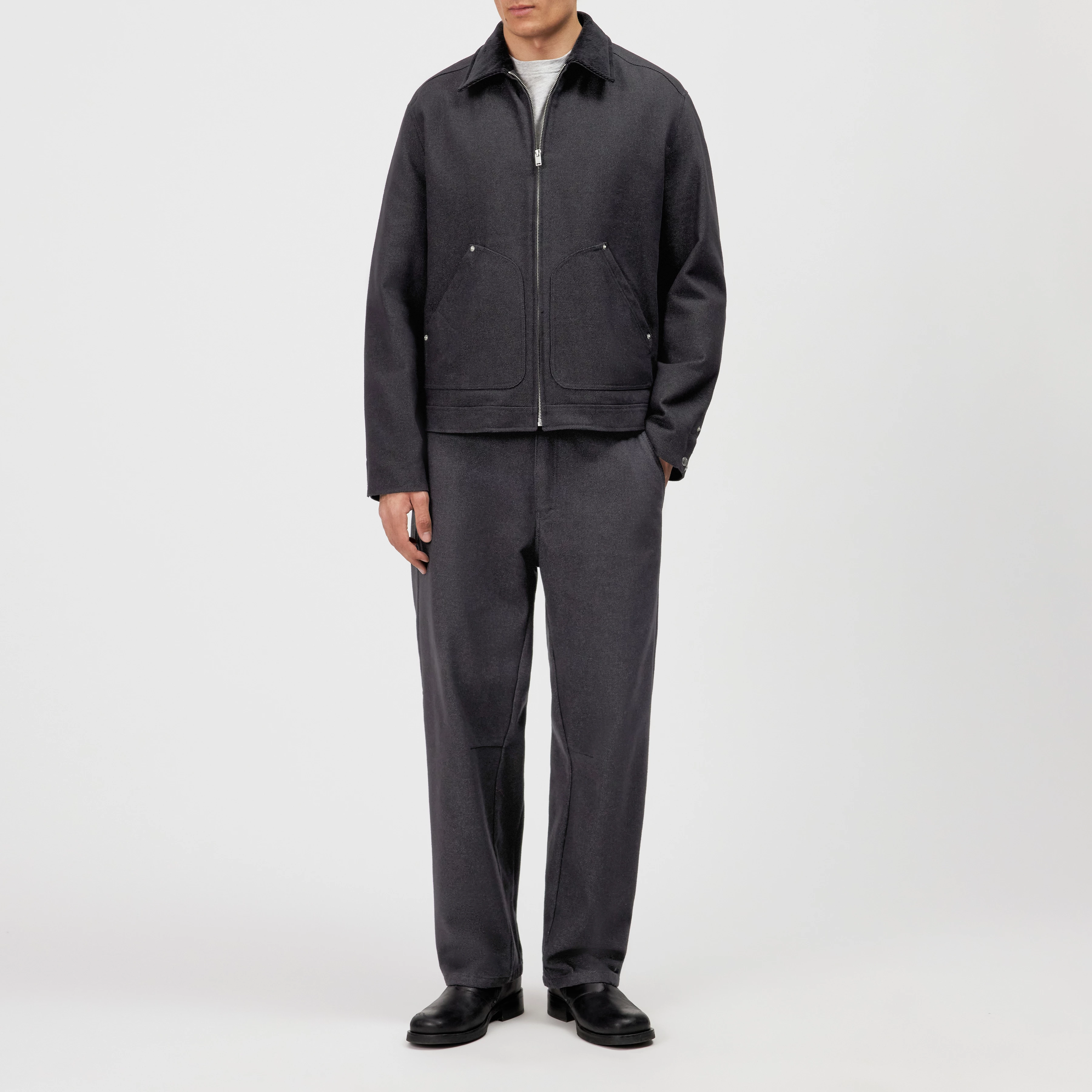 RIKALO_2 - Workwear Jacke mit Kontrastkragen in Regular Fit - Herren - grau - Ganzkörper-Frontansicht