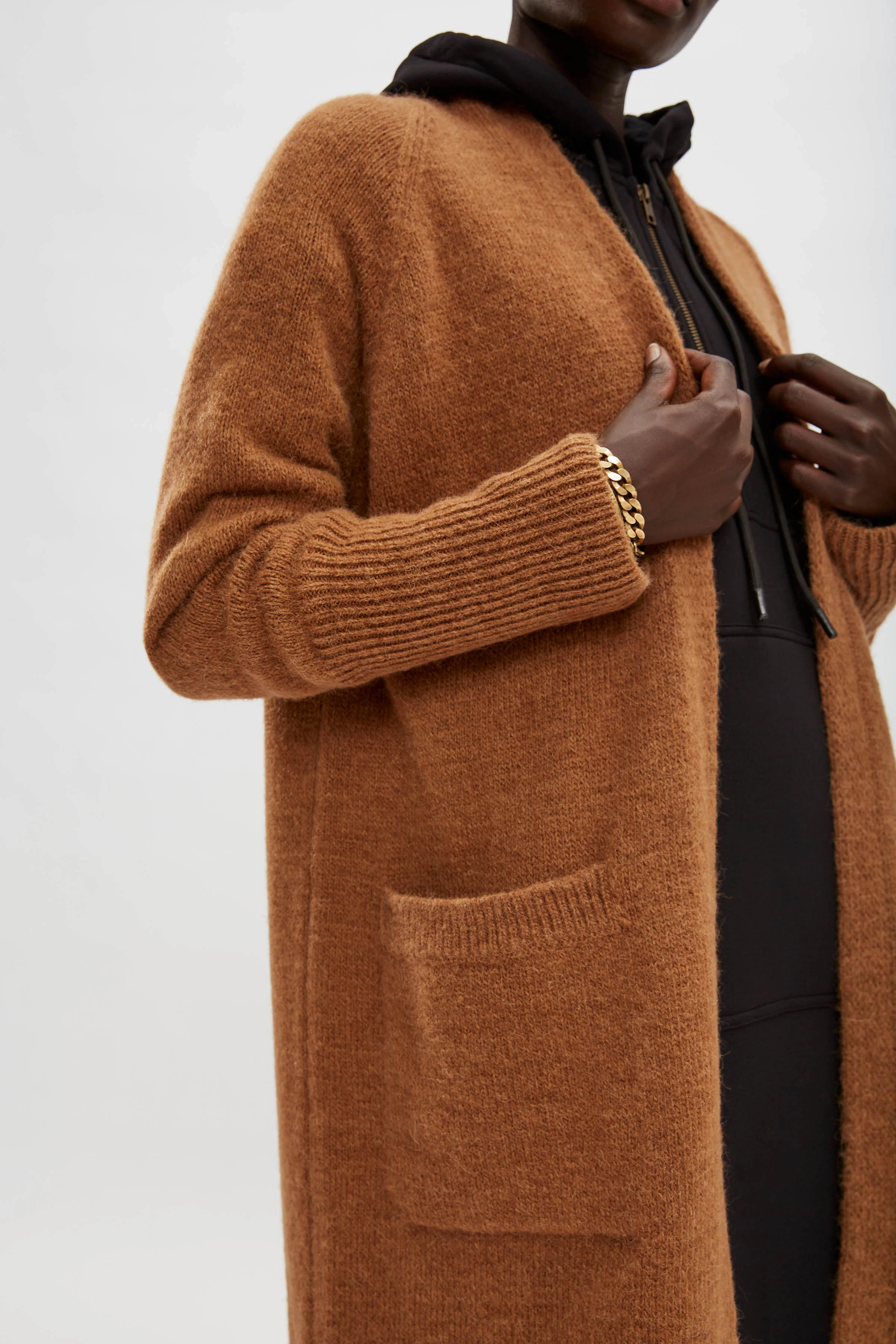 JEYLA - cardigan in alpaca-wool mix - women - brown - Seitenansicht