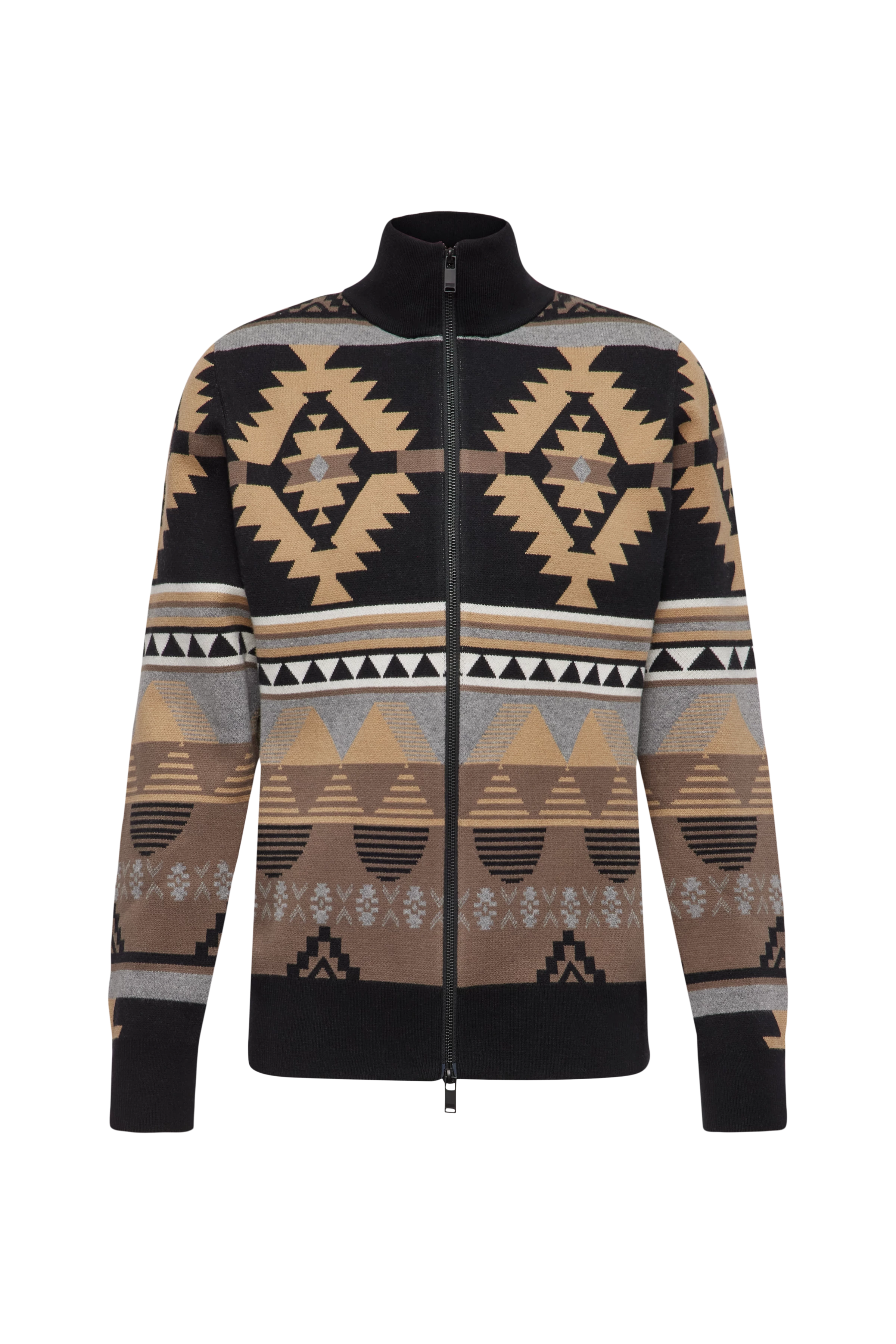 ANTONIO - Strickjacke in Jacquard - Herren - schwarz - Freisteller Frontansicht