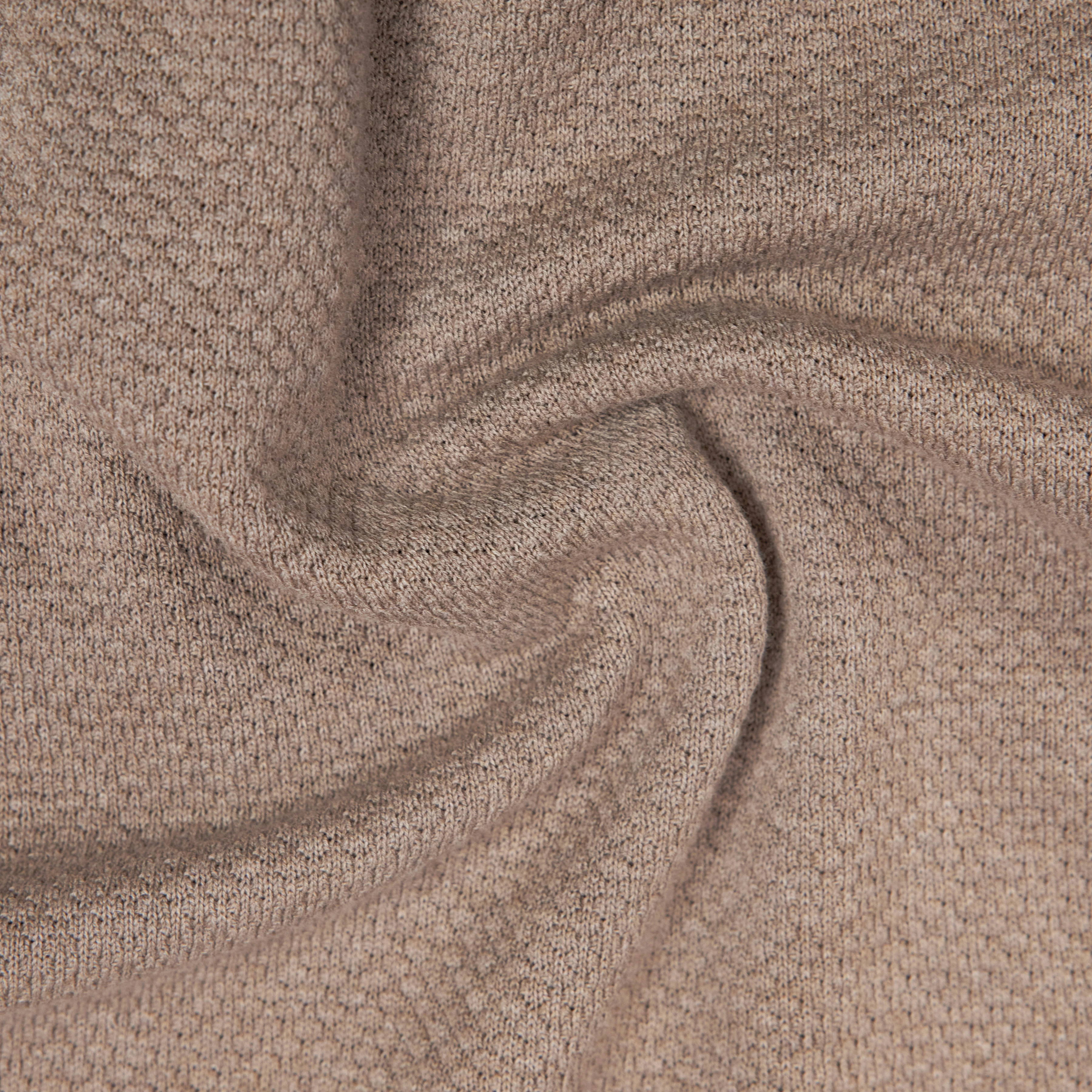 TRITON - Regular fit polo in jacquard knit - men - brown - Materialbild (B2C)