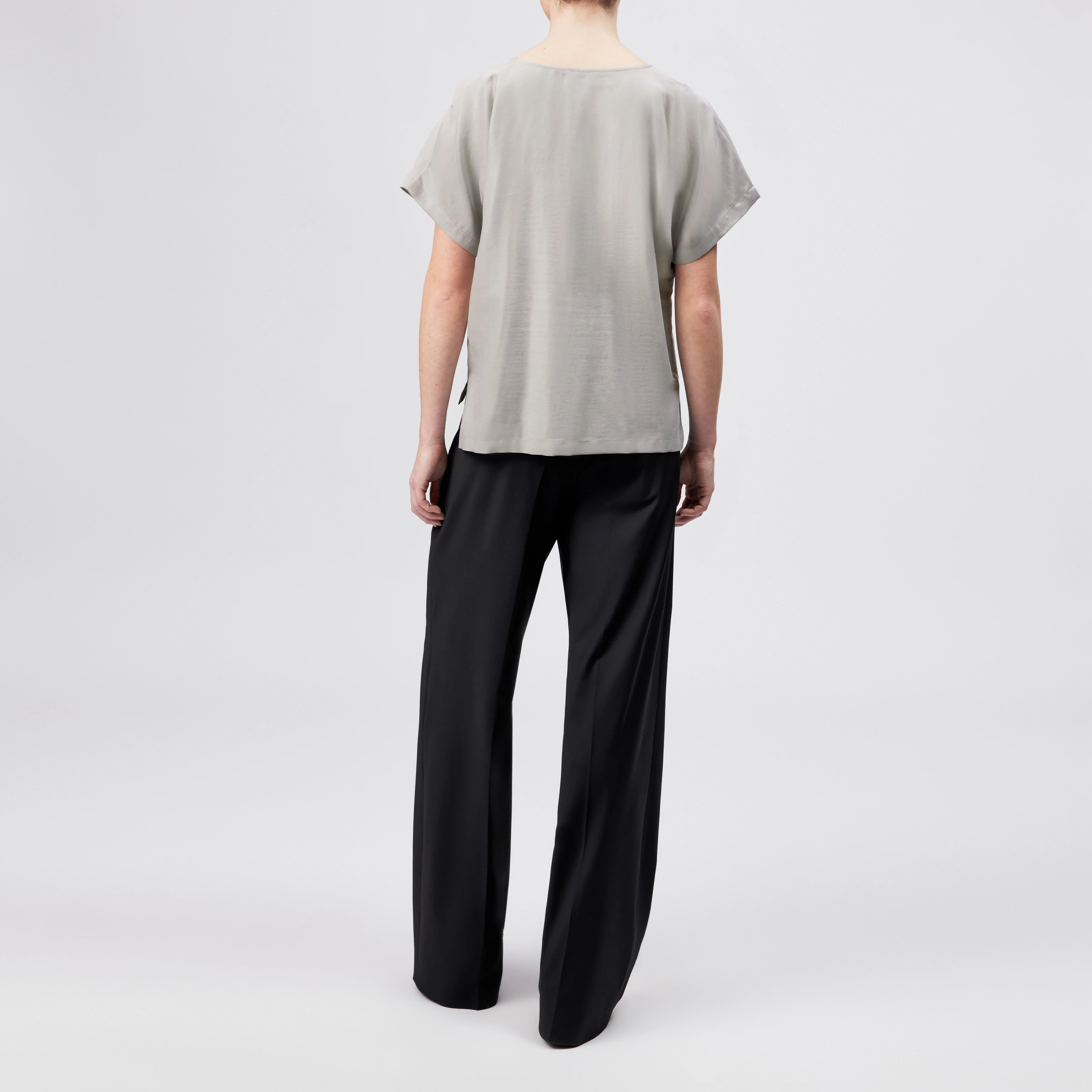 CORAMY - Casual shirt blouse in cupro cotton blend - women - grey - Rückansicht