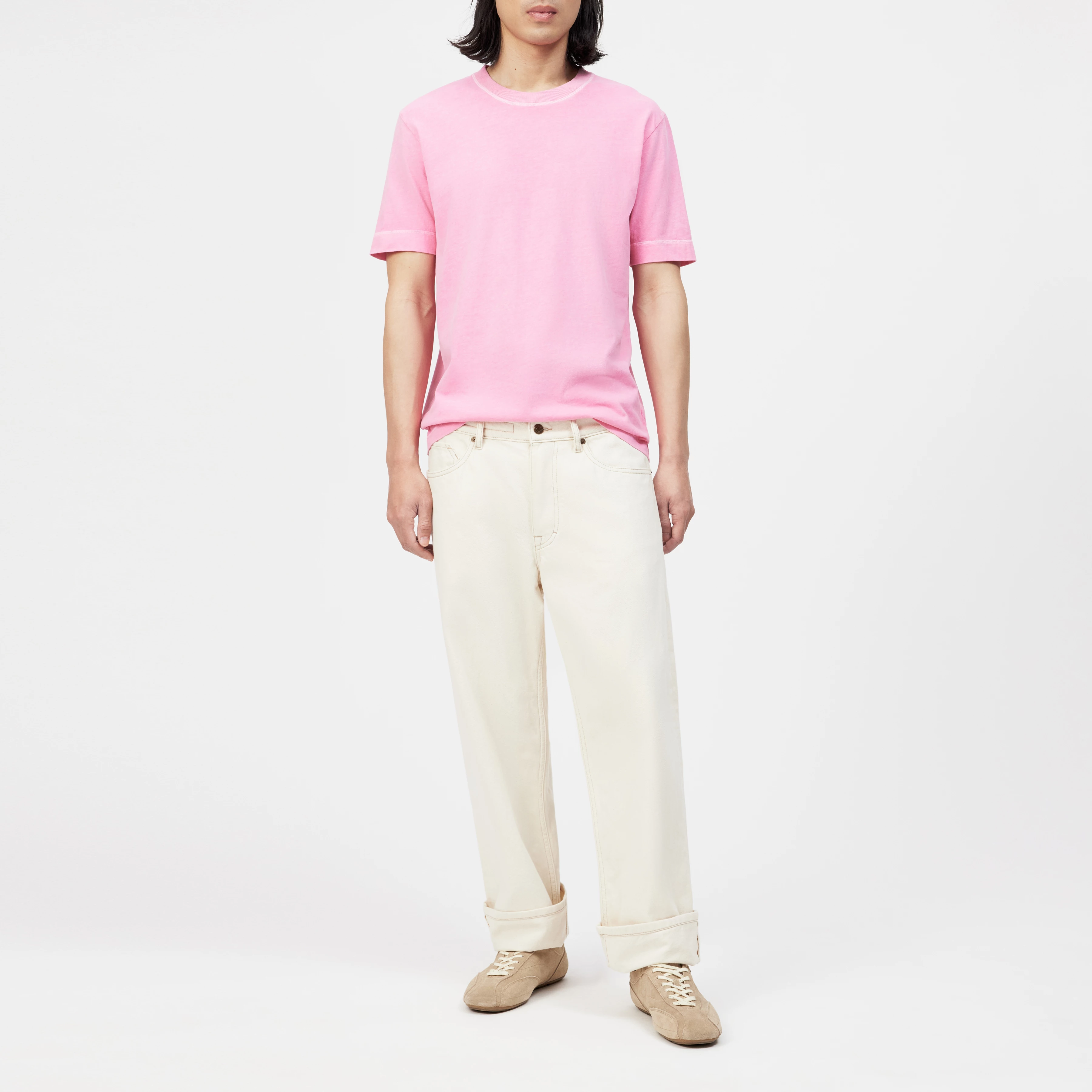 RAPHAEL - T-shirt in washed look - men - pink - Ganzkörper-Frontansicht