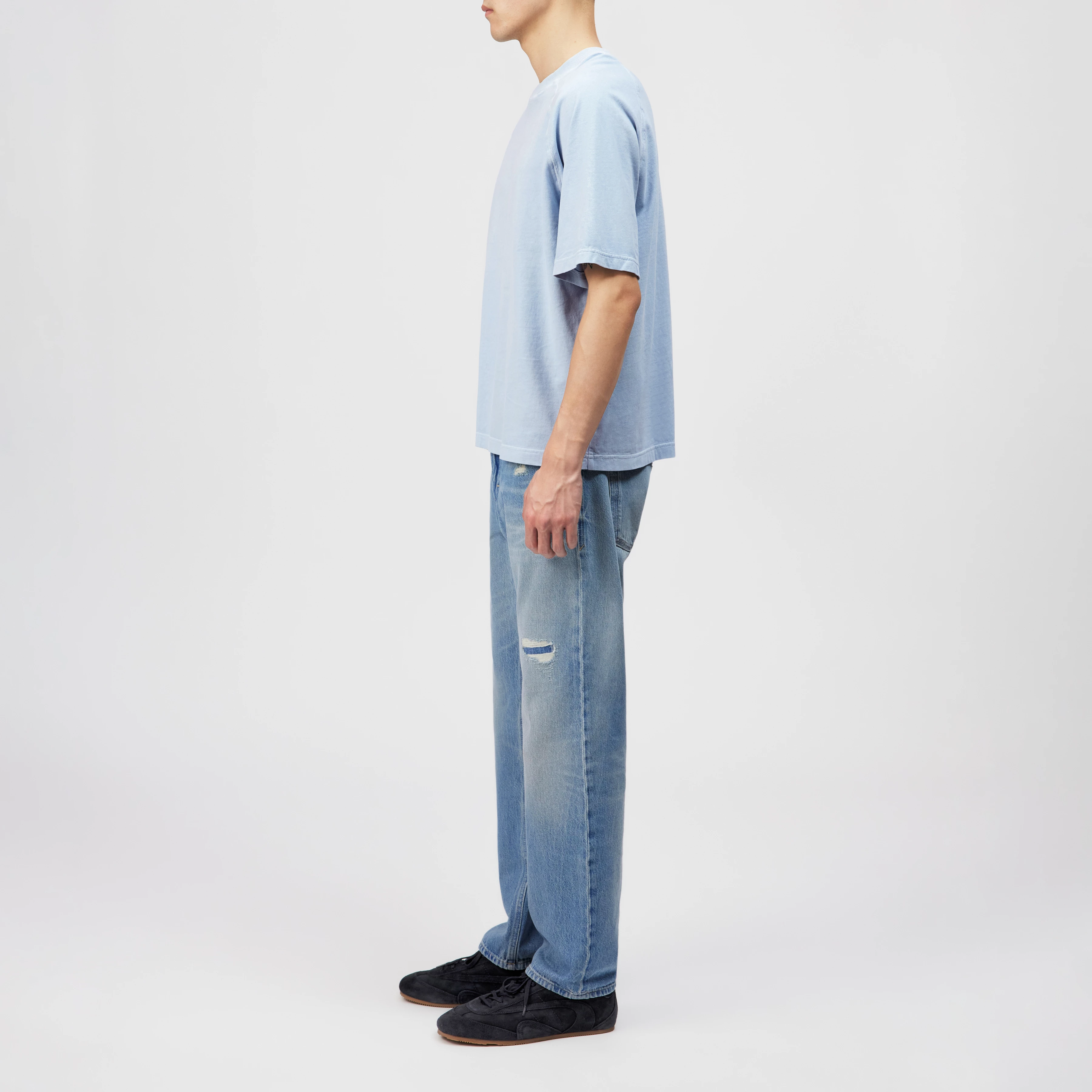 MAVIAN - Relaxed, washed cotton tee. - men - blue - Seitenansicht