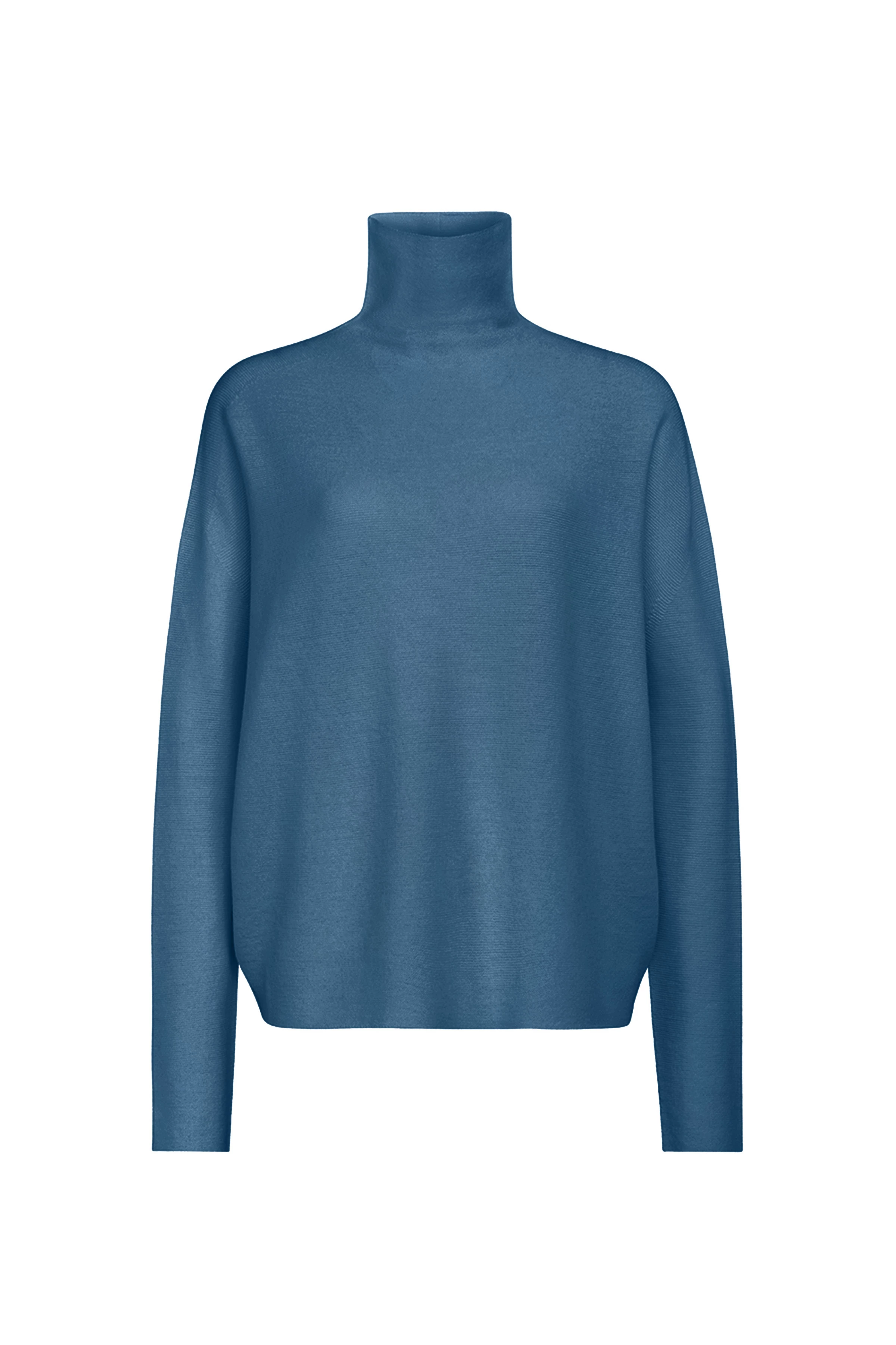 LIORA - Rollkragenpullover in Merinowolle - Damen - blau - Freisteller Frontansicht