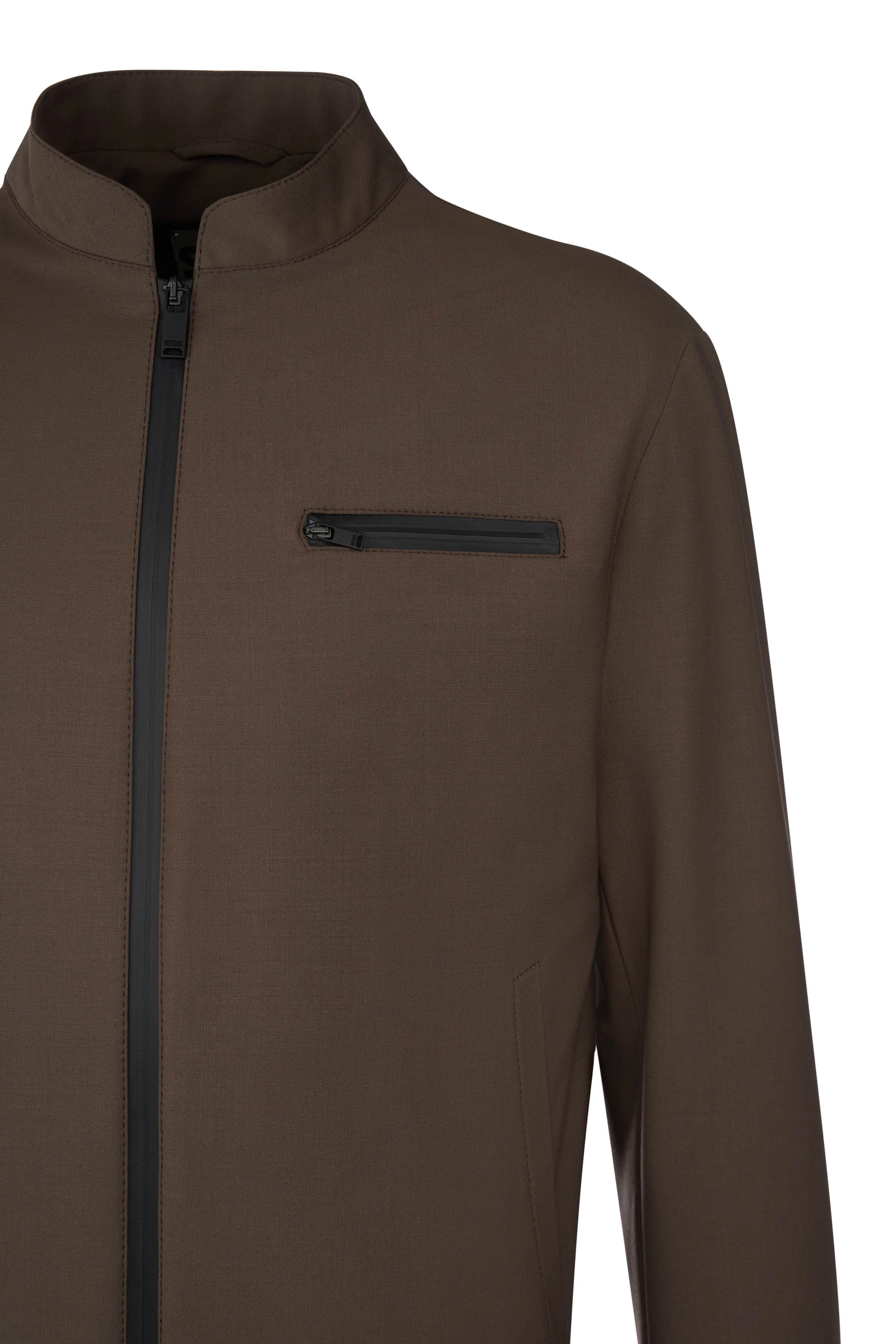 NESSO - sporty jacket with stand up collar and chest pocket - men - brown - Freisteller Detailansicht