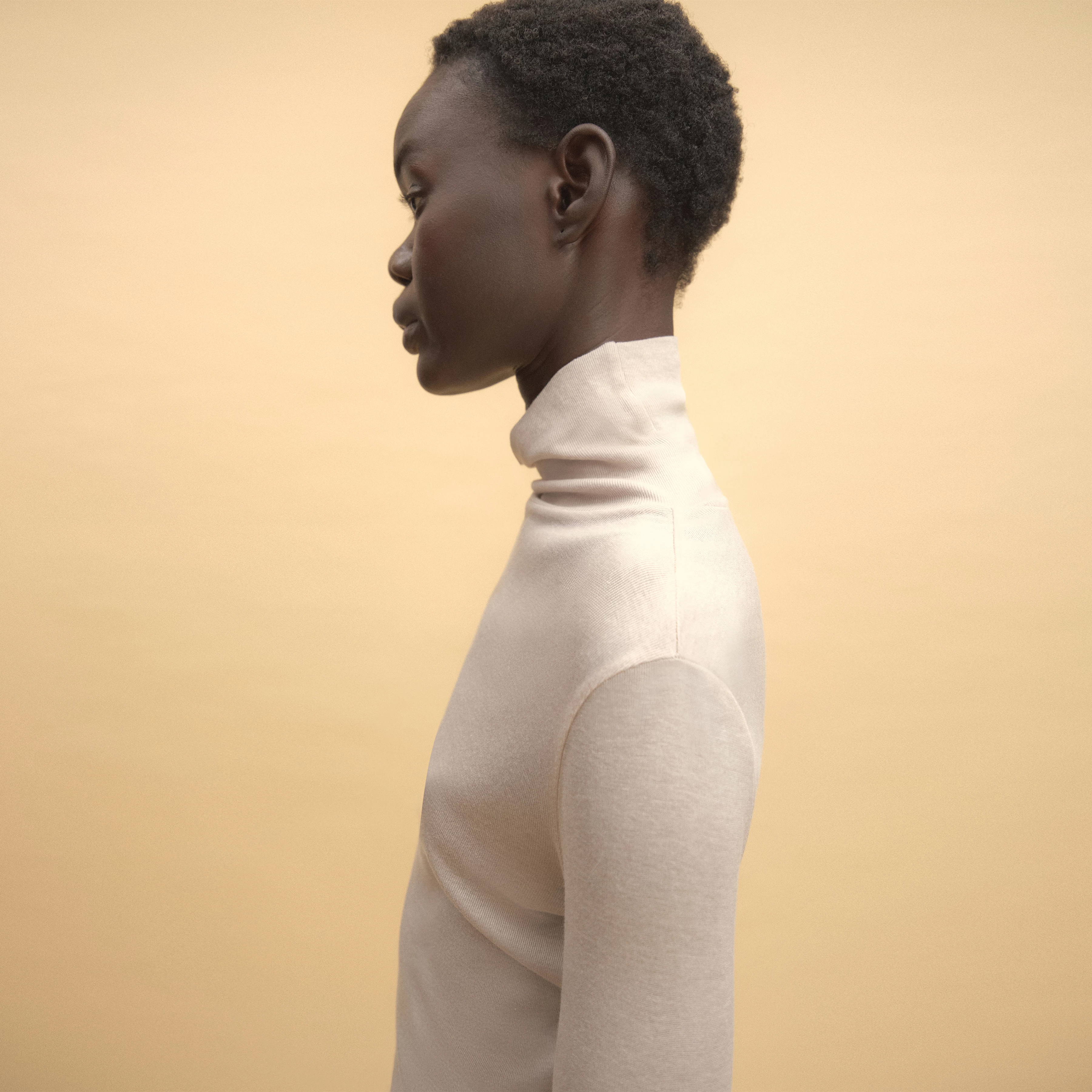 ZERAFNE - Slim-fit long-sleeved top in lyocell-wool blend - women - beige