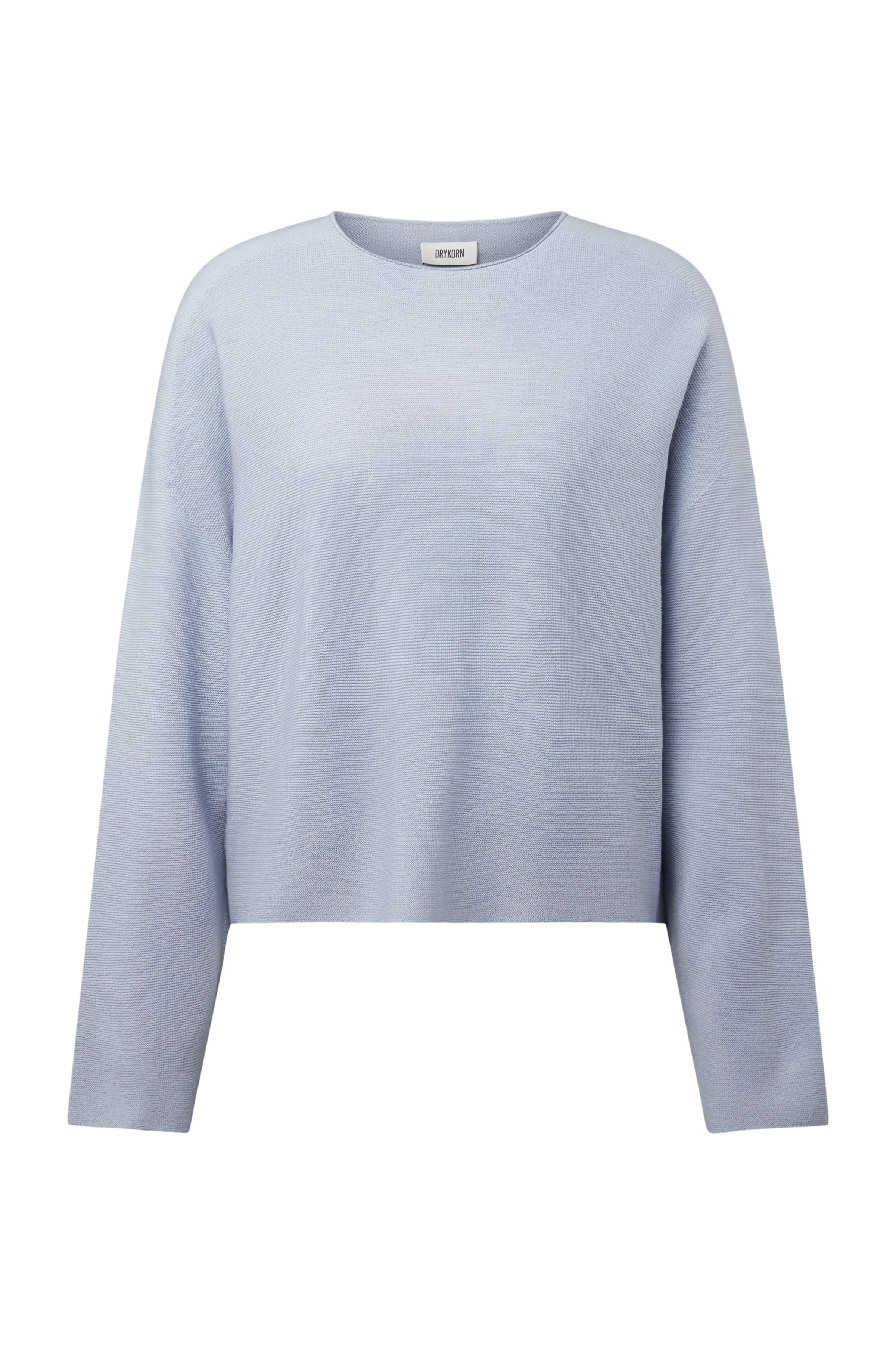 MEAMI - Vekürzter Egg-Shape Pullover in 100% Merinowolle - Damen - blau - Freisteller Frontansicht