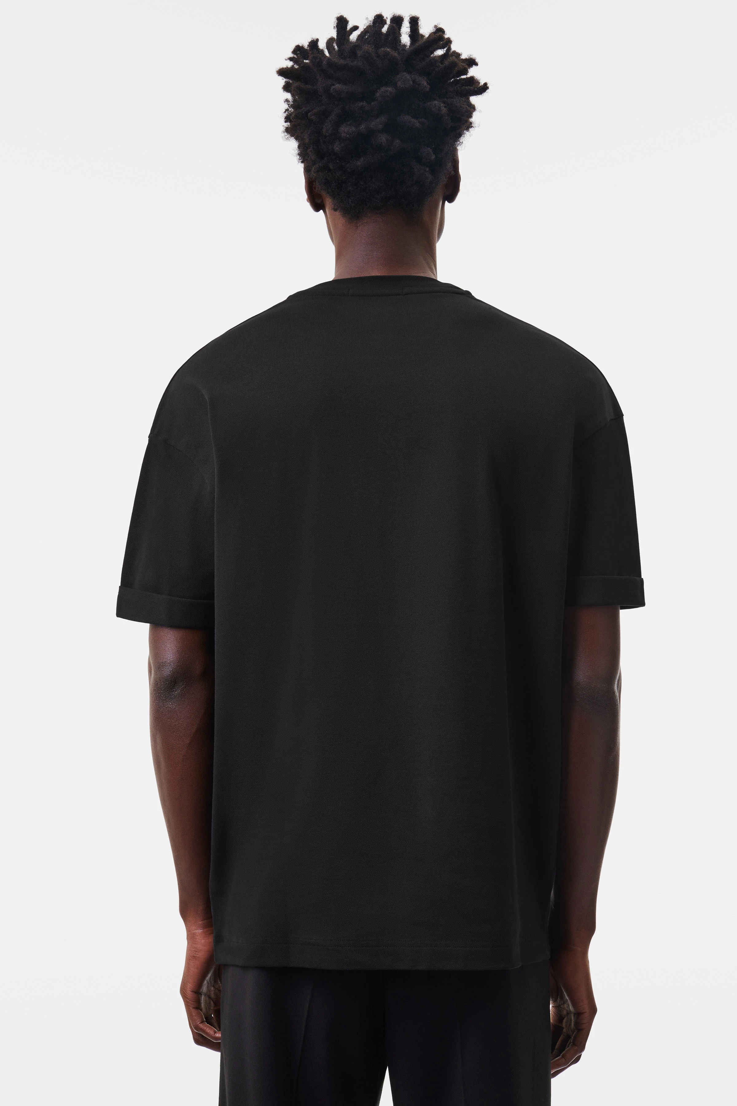 THILO - relaxed fit t-shirt in cotton blend with piqué - men - Natural Aluminium - Rückansicht