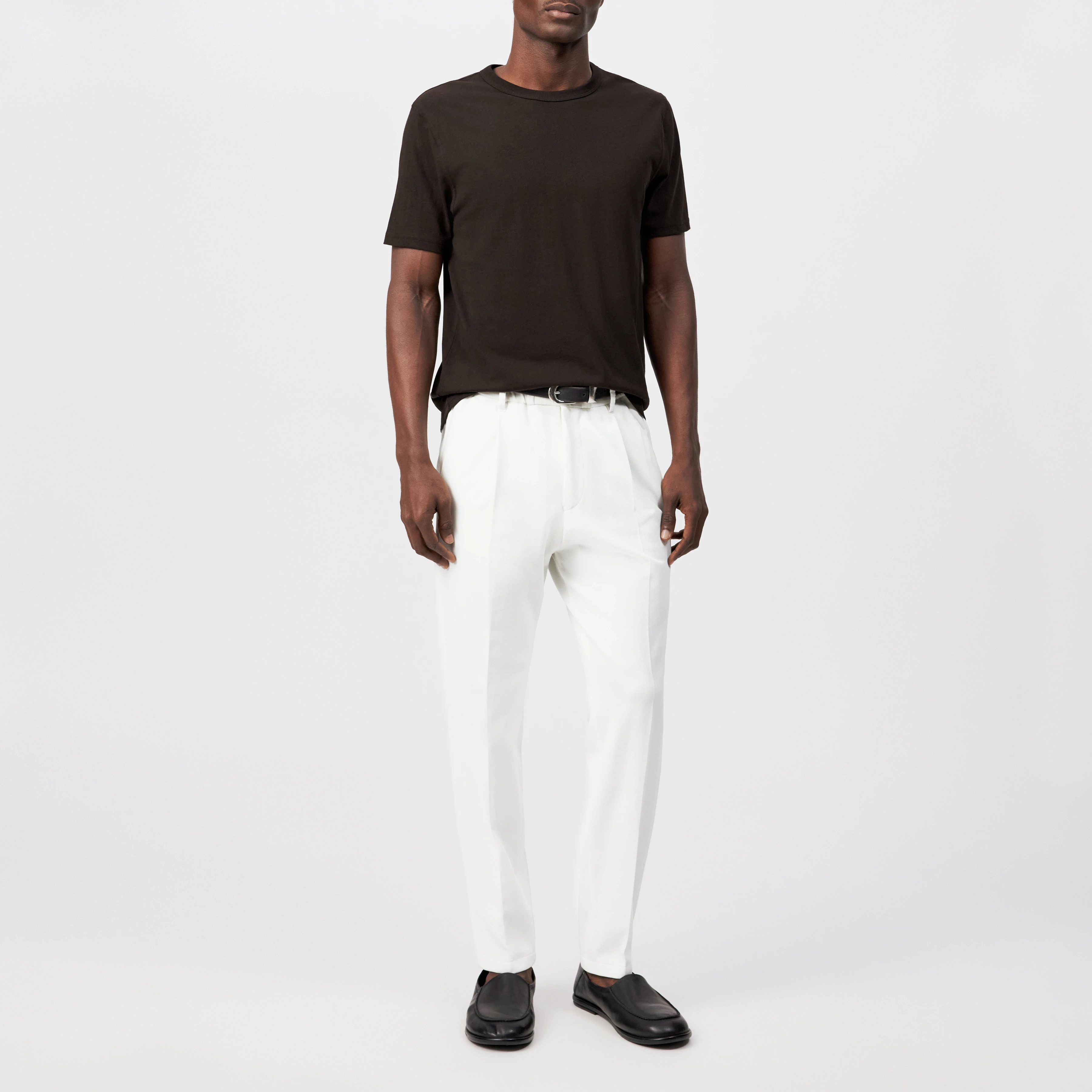 JULIENO - Slim Fit T-shirt van puur katoen - heren - bruin - Ganzkörper-Frontansicht