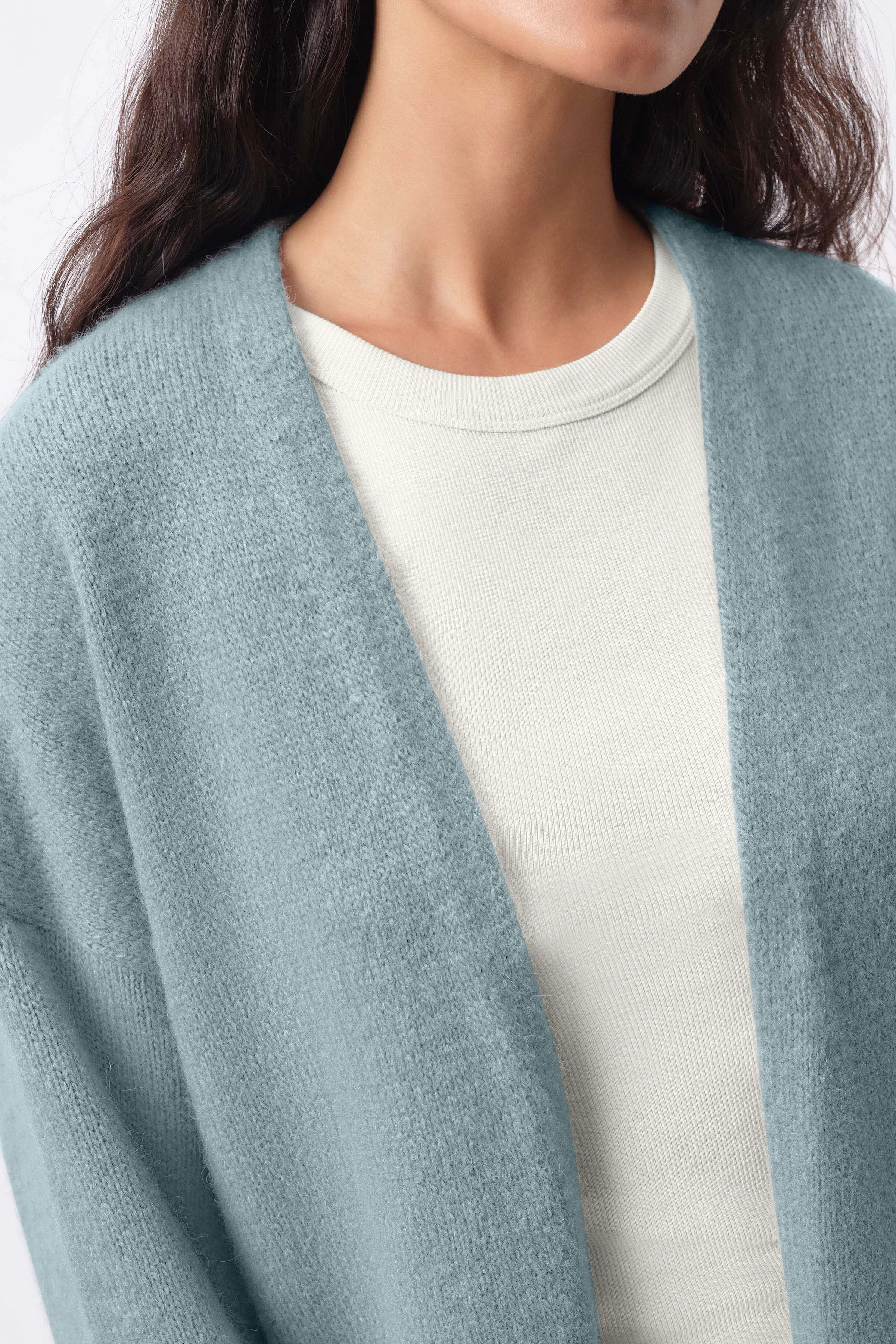 MIRALA - vest in alpacamix - dames - blauw - Seitenansicht