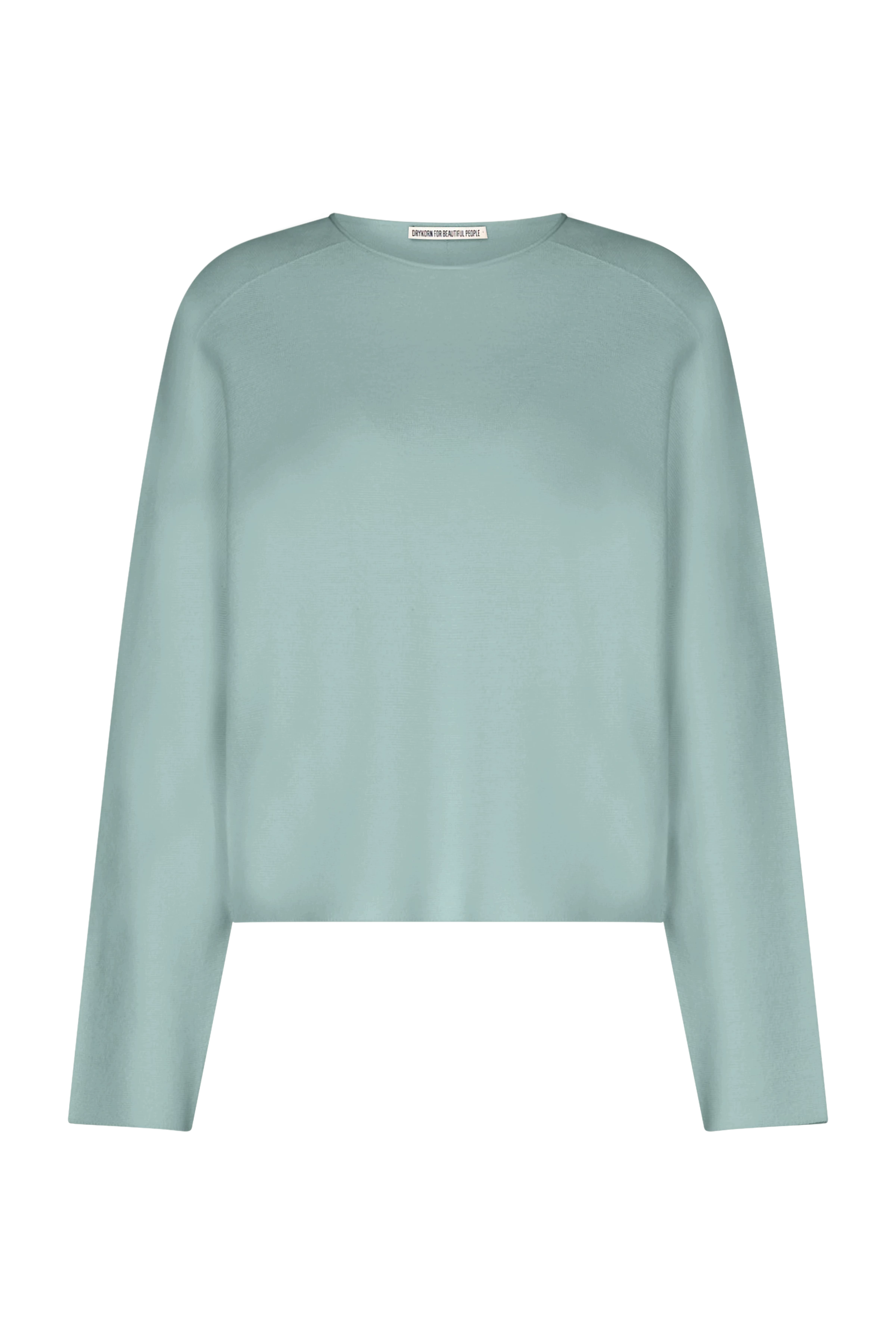 MEAMI - Vekürzter Egg-Shape Pullover in Baumwoll-Kaschmir - Damen - grün - Freisteller Frontansicht