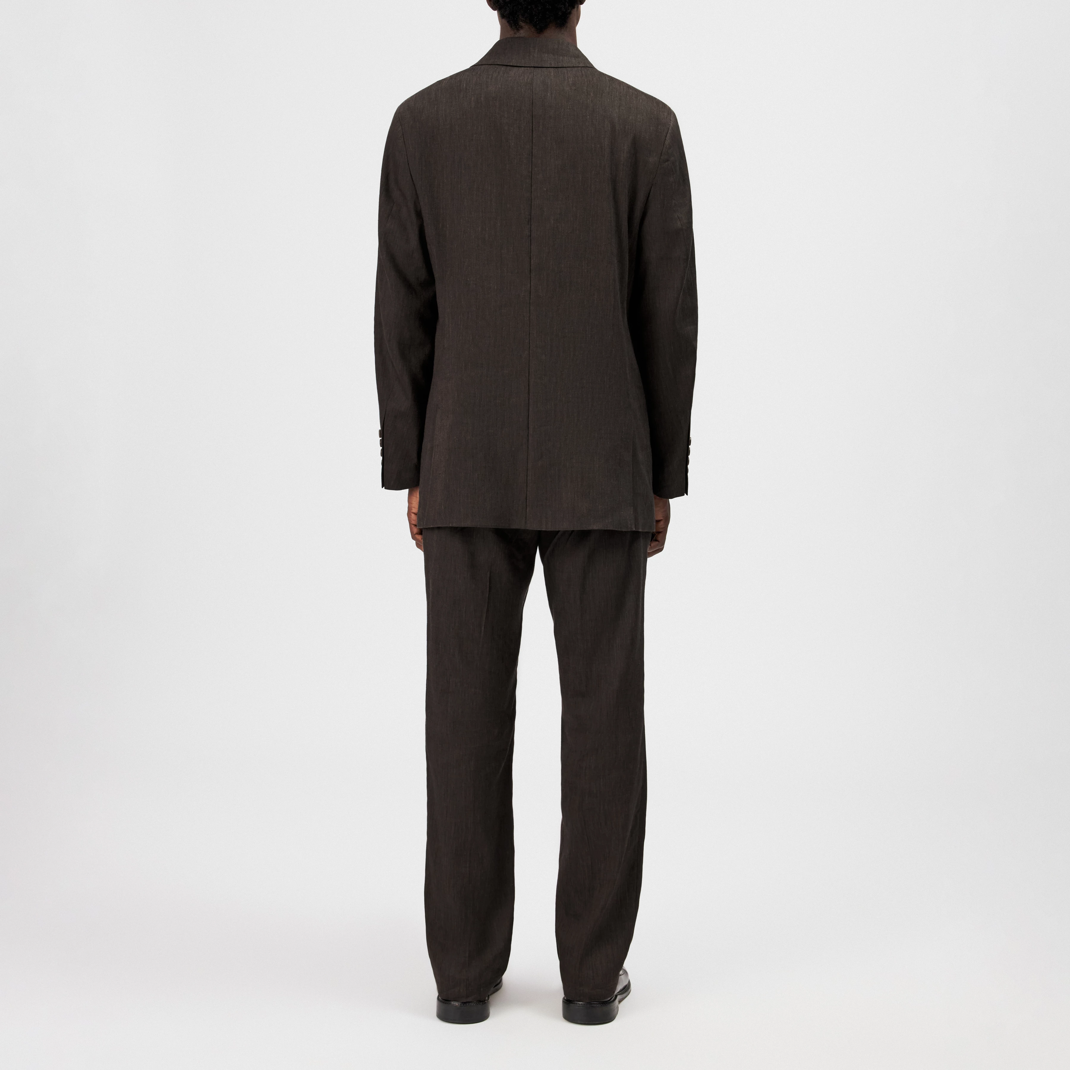 LOGEN - Double-breasted oversized linen-blend blazer - men - brown - Rückansicht