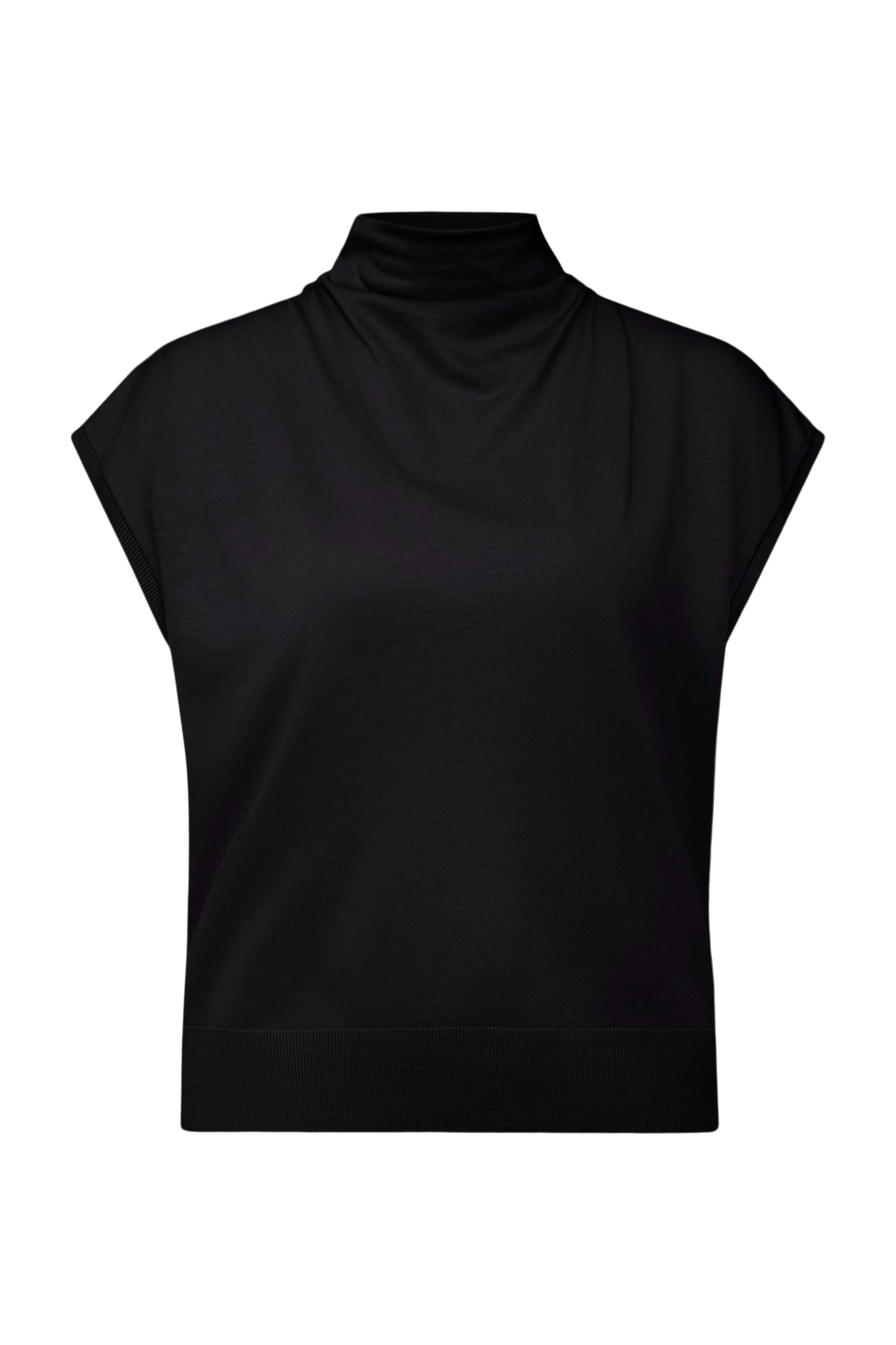 SOLEMNO - T-shirt with cowl neck in lyocell blend - women - Natural Aluminium - Freisteller Frontansicht