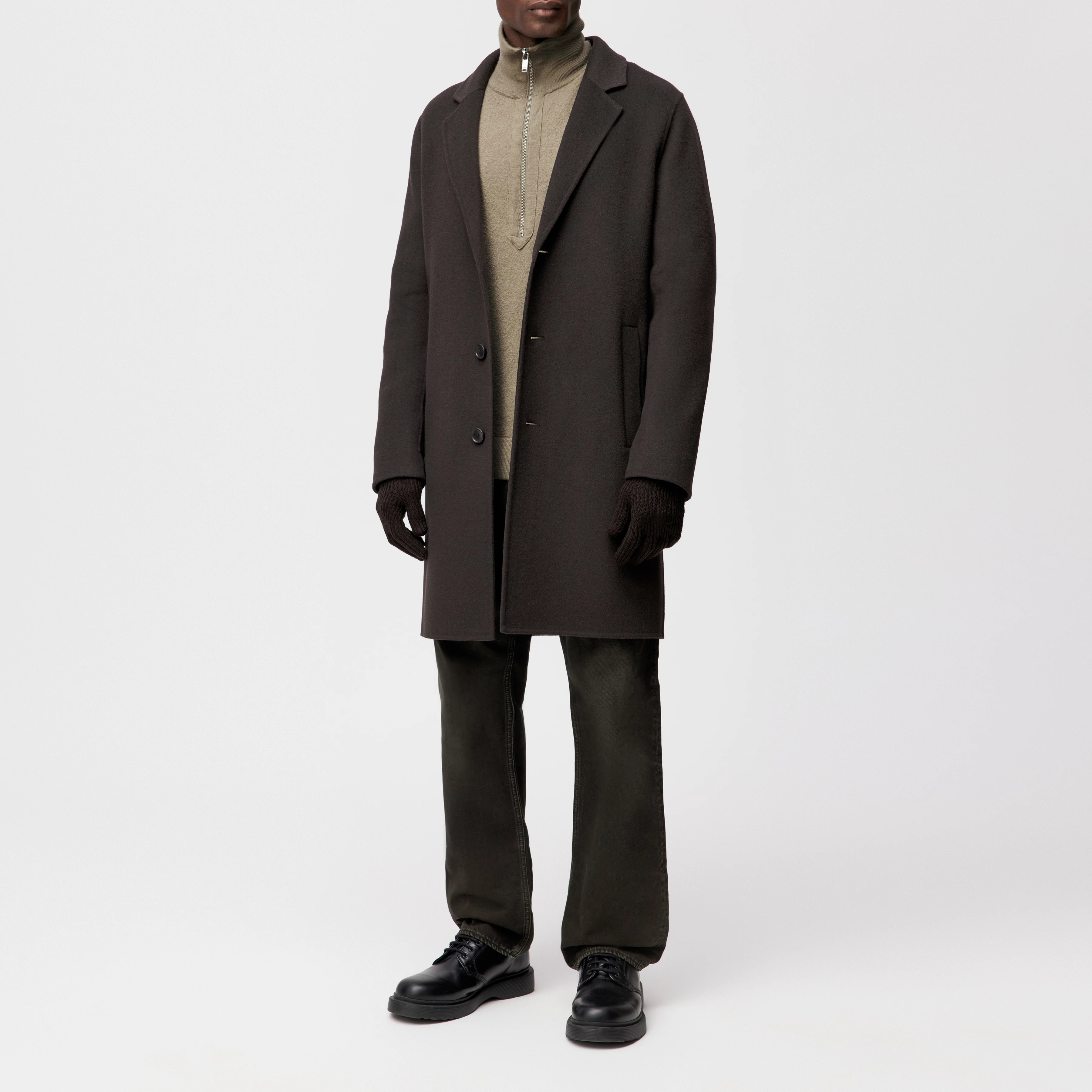 SKOLAN - Klassischer Blazermantel in Woll-Doubleface - Herren - braun - Ganzkörper-Frontansicht