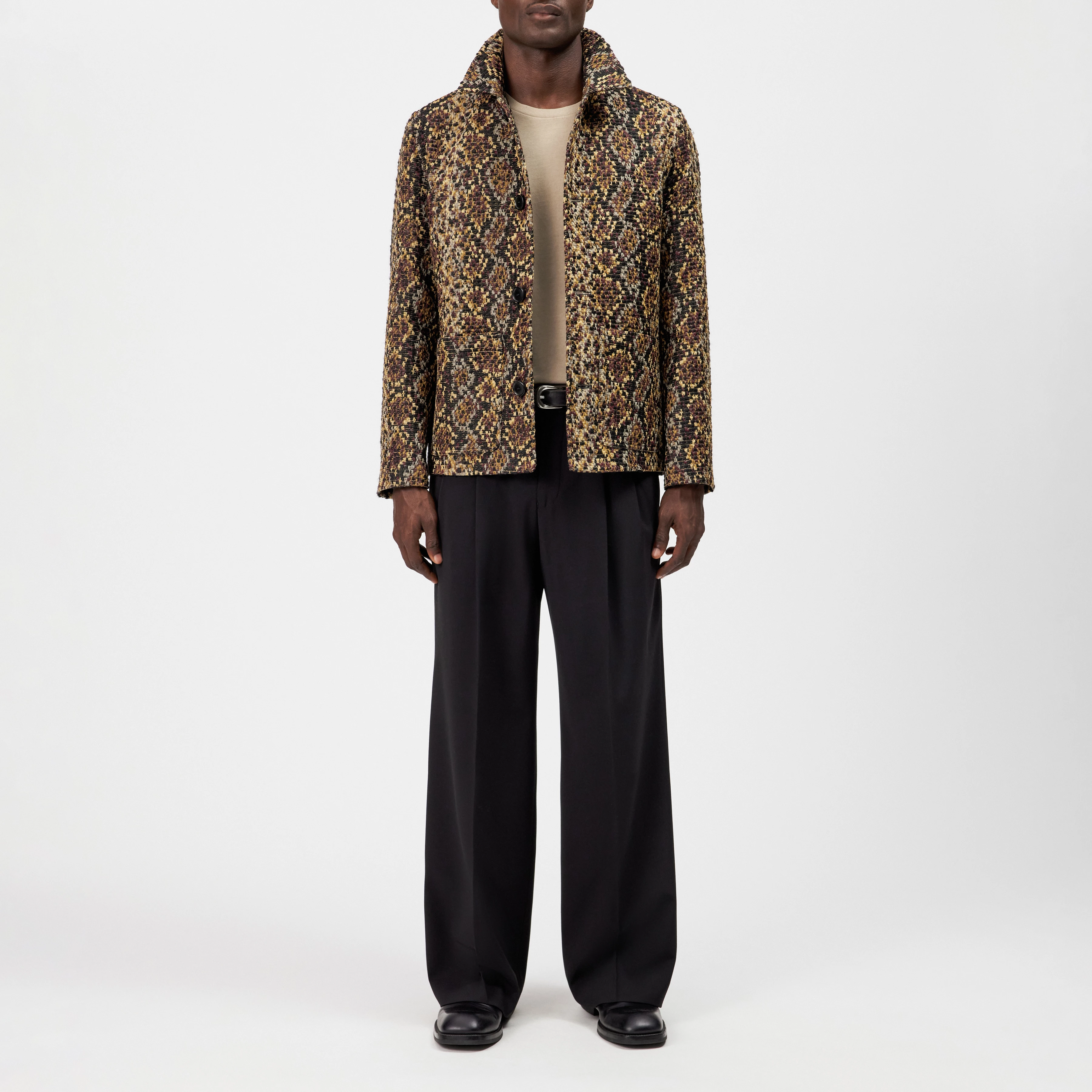 MAKONA - Jacquard pattern jacket - men - red - Ganzkörper-Frontansicht