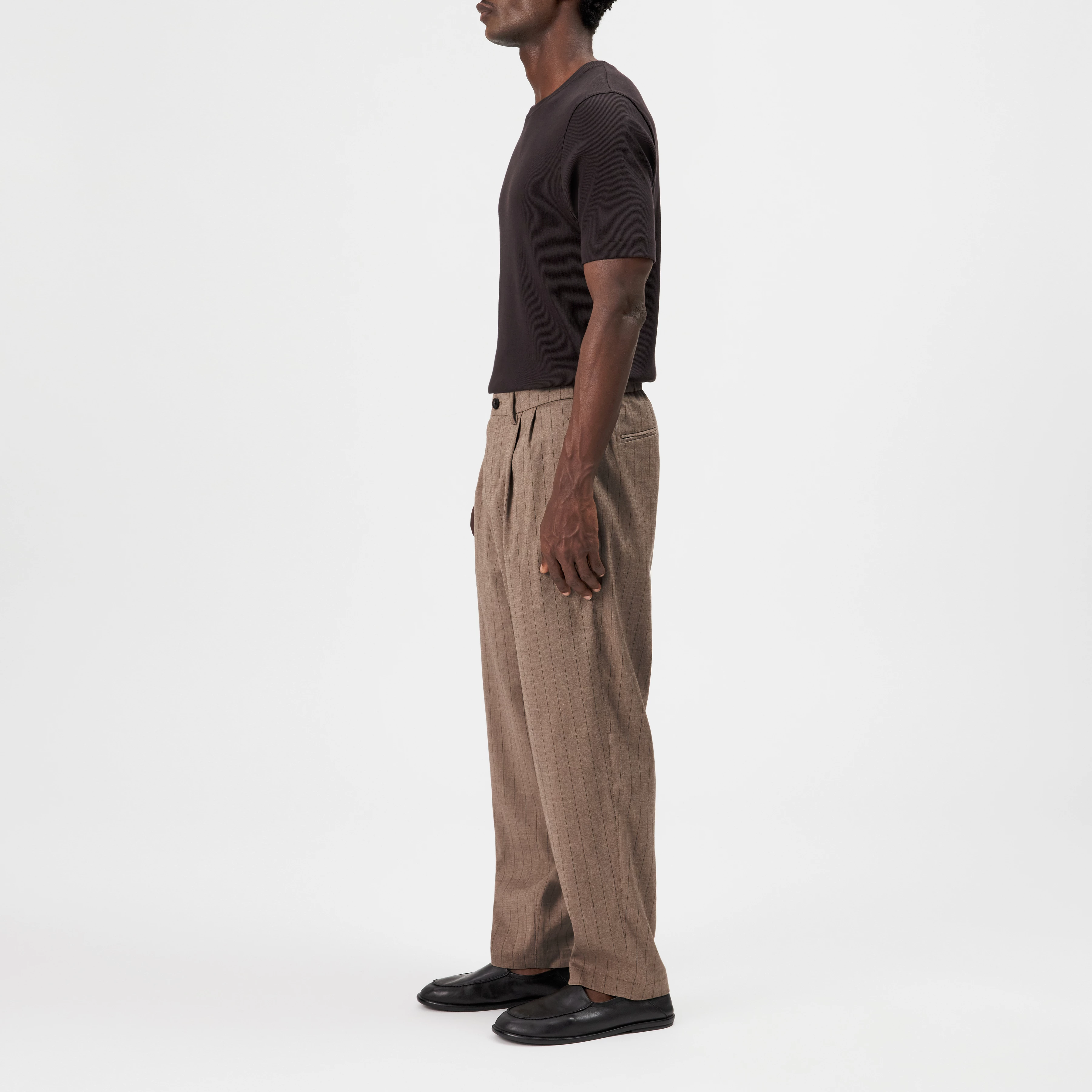 MARYKO - Pantalon tailleur en mélange lin-viscose - men - marron - Seitenansicht