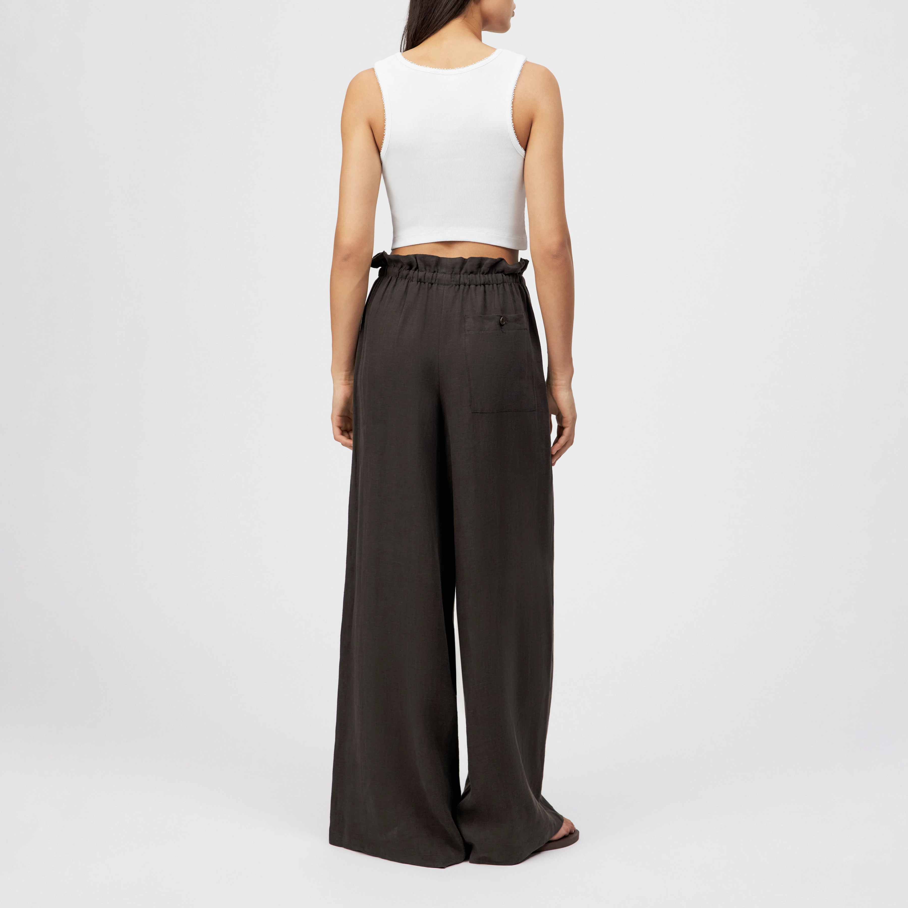 DWINDLE - Linen paperbag trousers - women - brown - Rückansicht