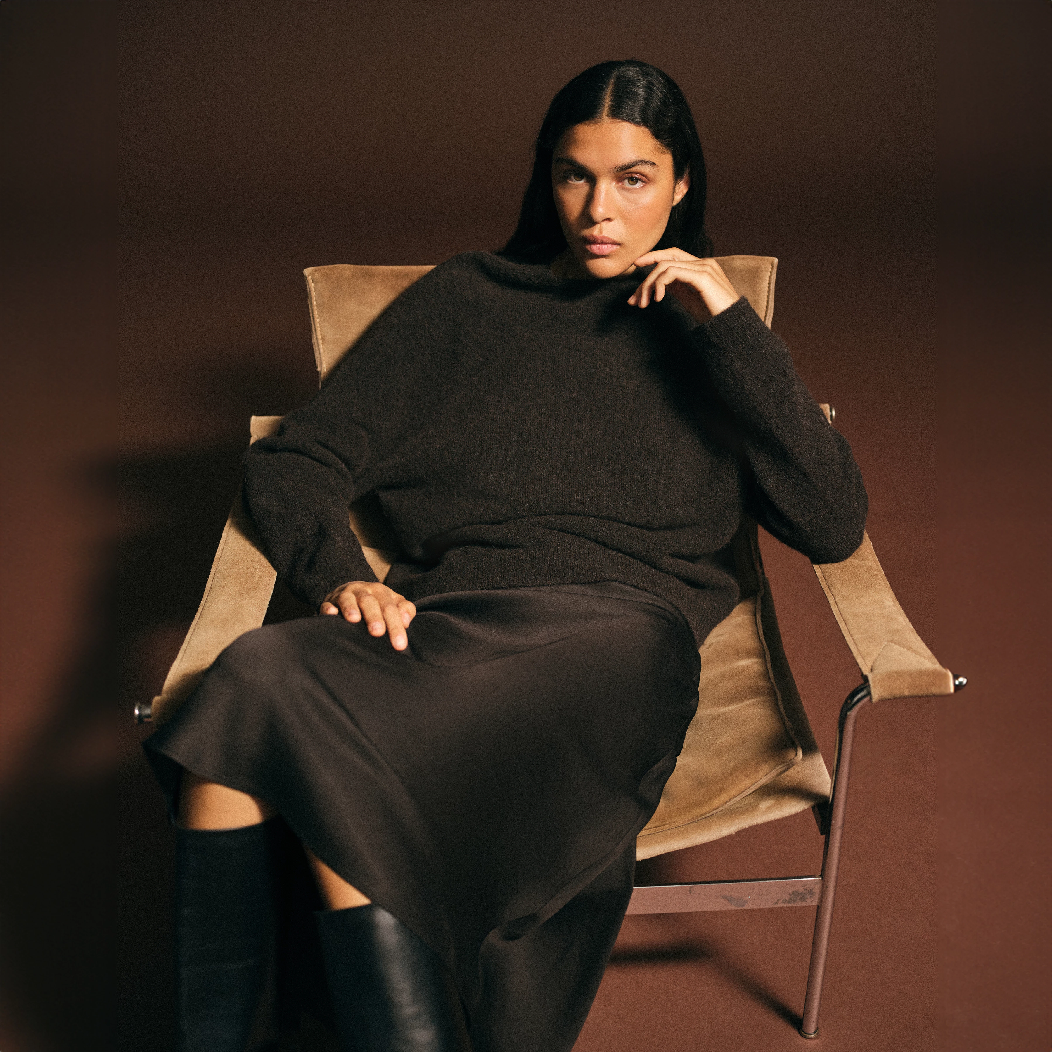 PEMIRI - Pullover mit Raglanärmeln in Alpaka-Mix - Damen - braun