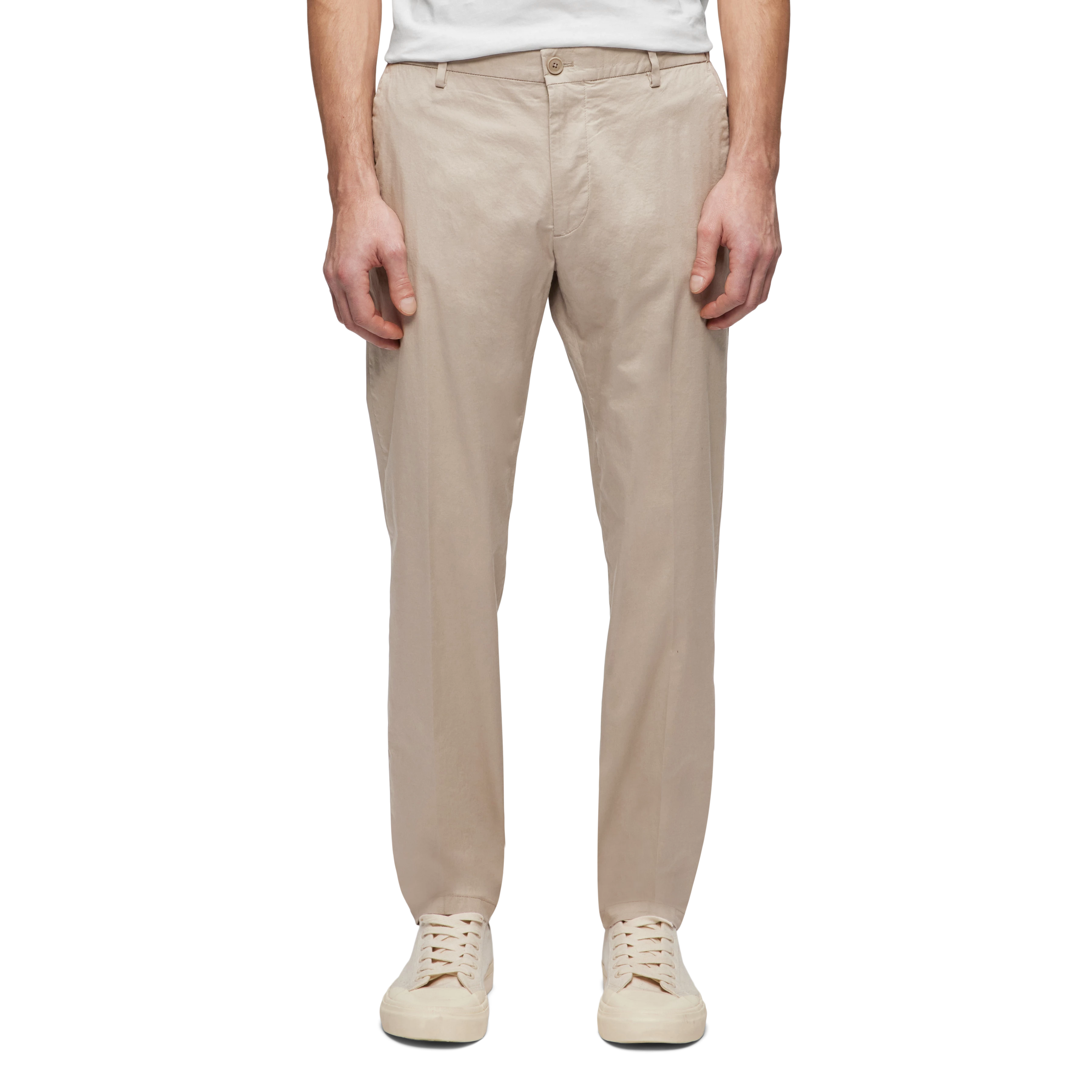 AJEND - Ready-made trousers in cotton gabardine - men - beige - Frontansicht