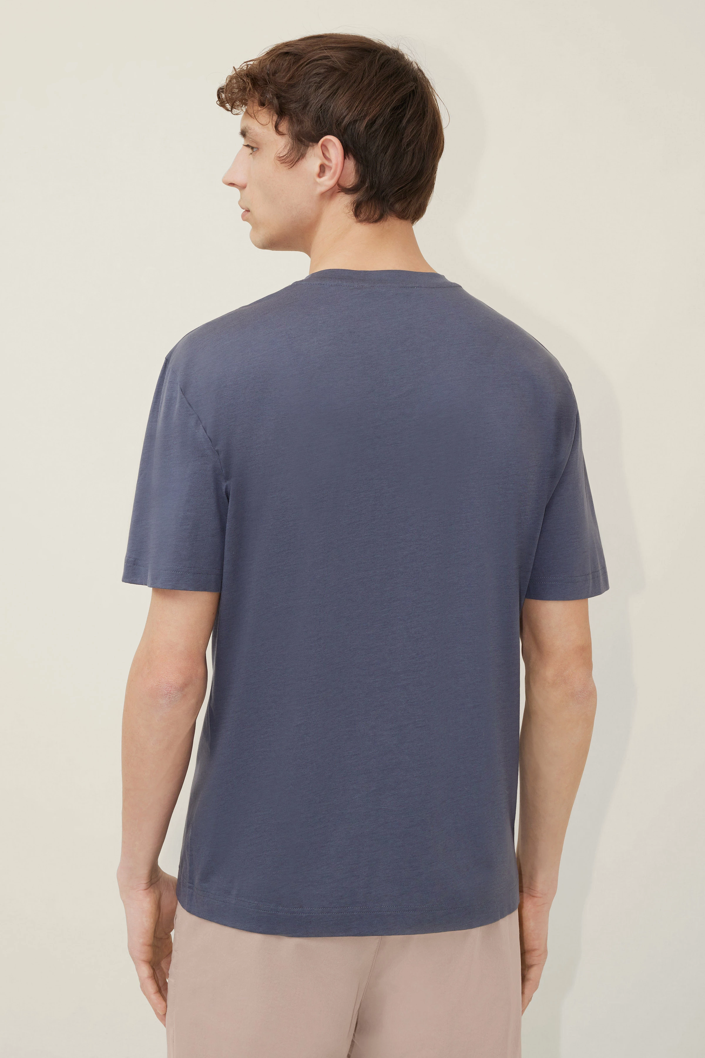 GILBERD - T-Shirt in merzerisierter Baumwolle - Herren - blau - Rückansicht