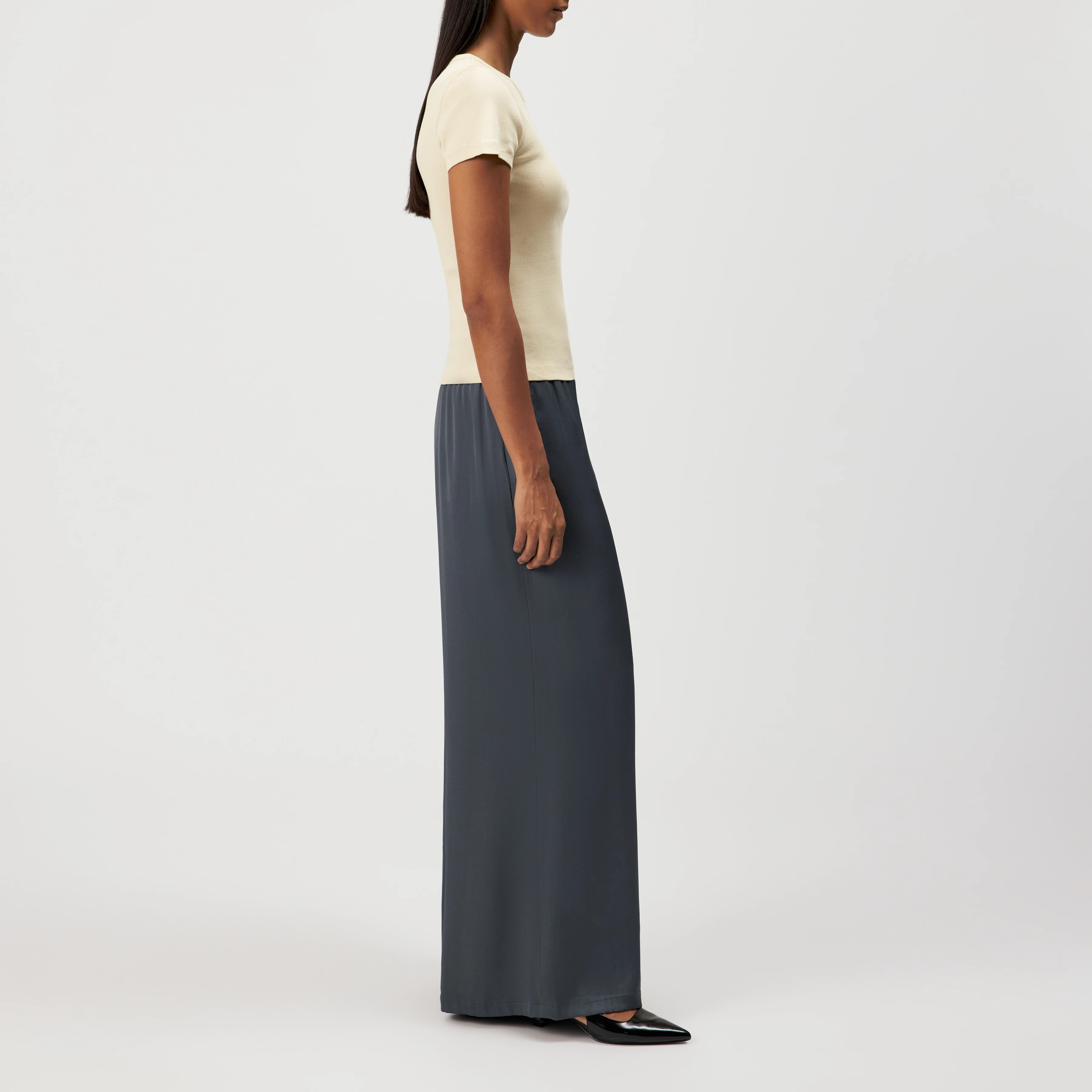 KOALE - Slim T-shirt in cotton rib - women - yellow - Seitenansicht