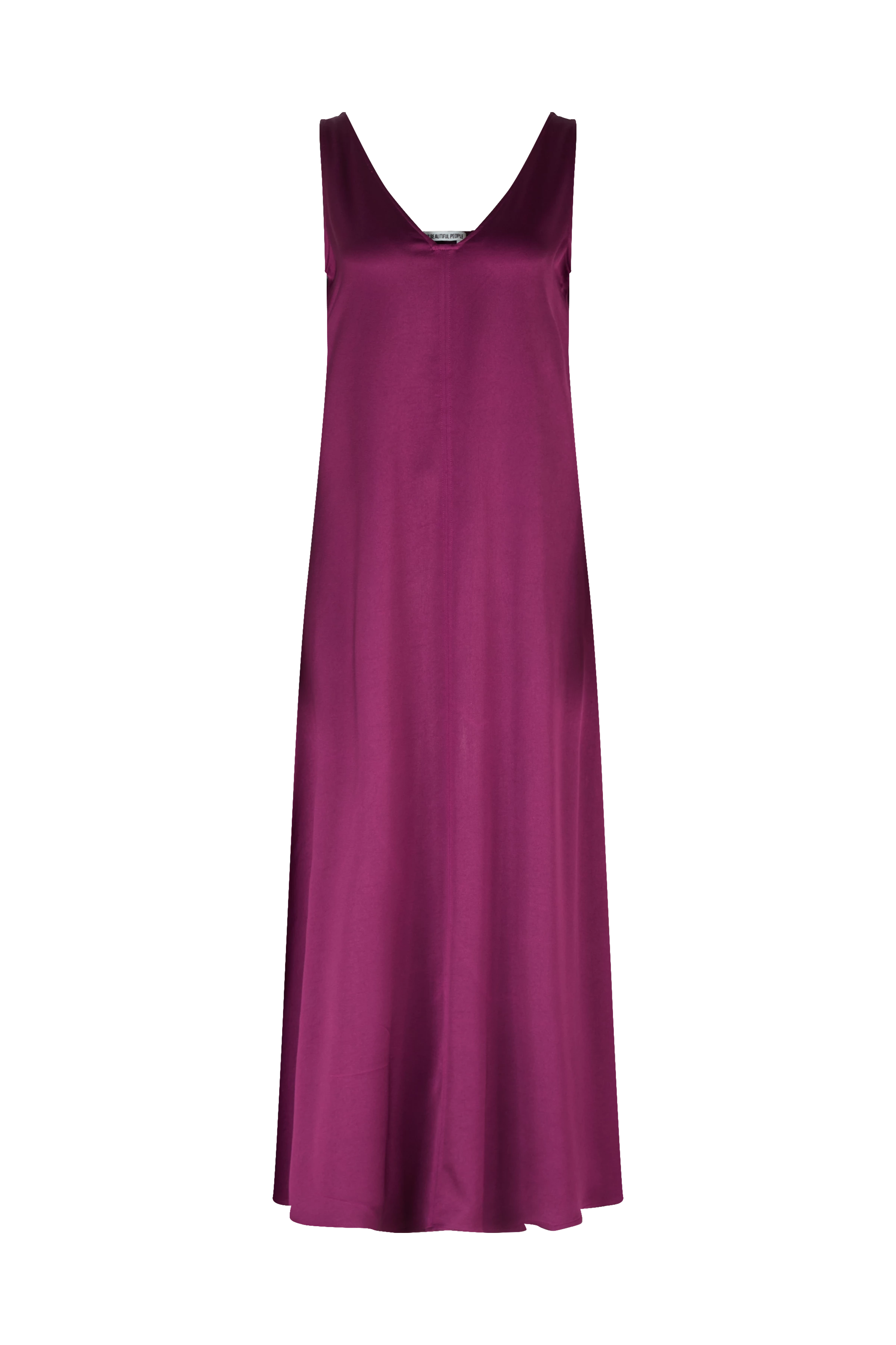 MAEVA - a-line dress with square neckline in satin - women - purple - Freisteller Frontansicht