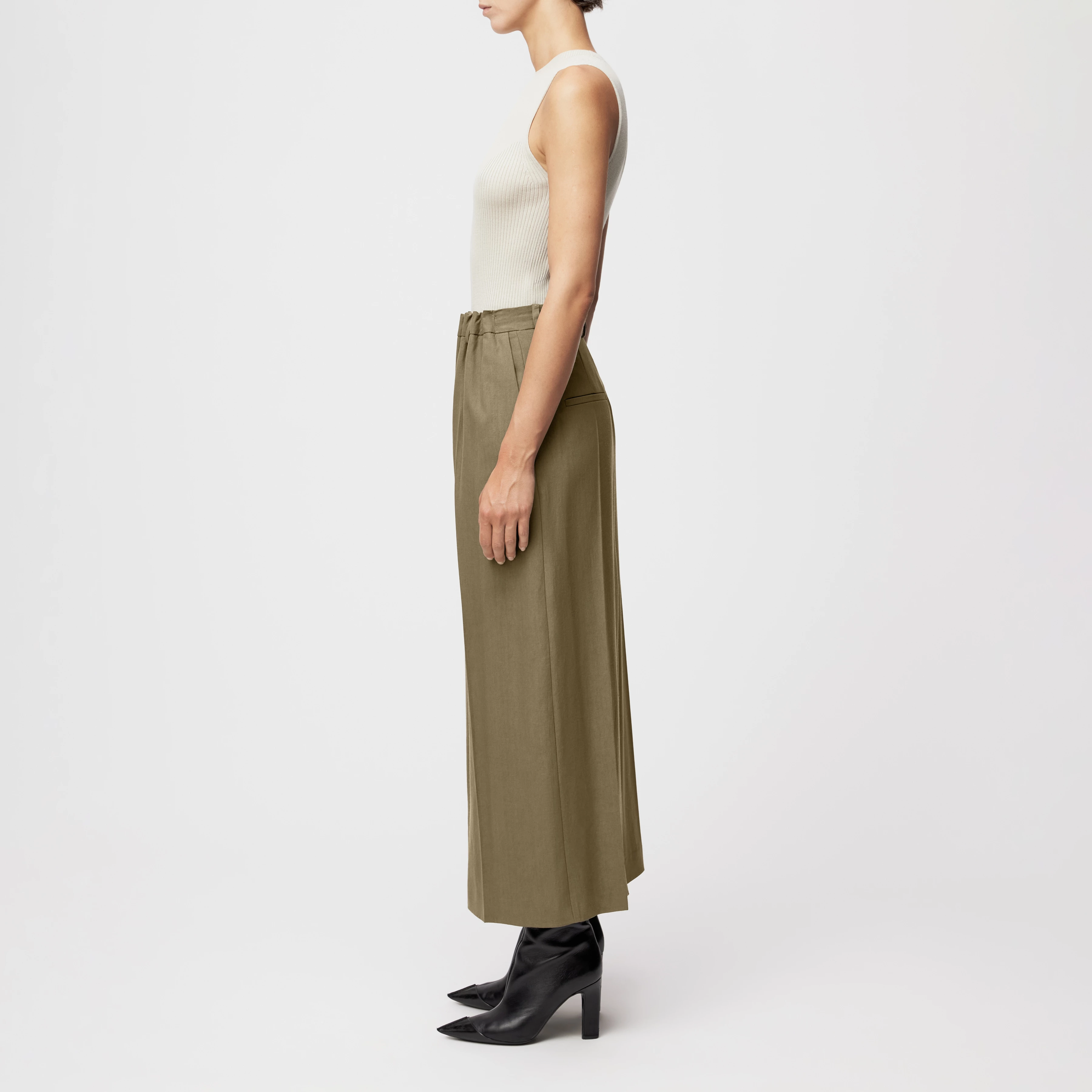 CORALINE - Rock mit Bundfalten in Twill - Damen - grün - Seitenansicht