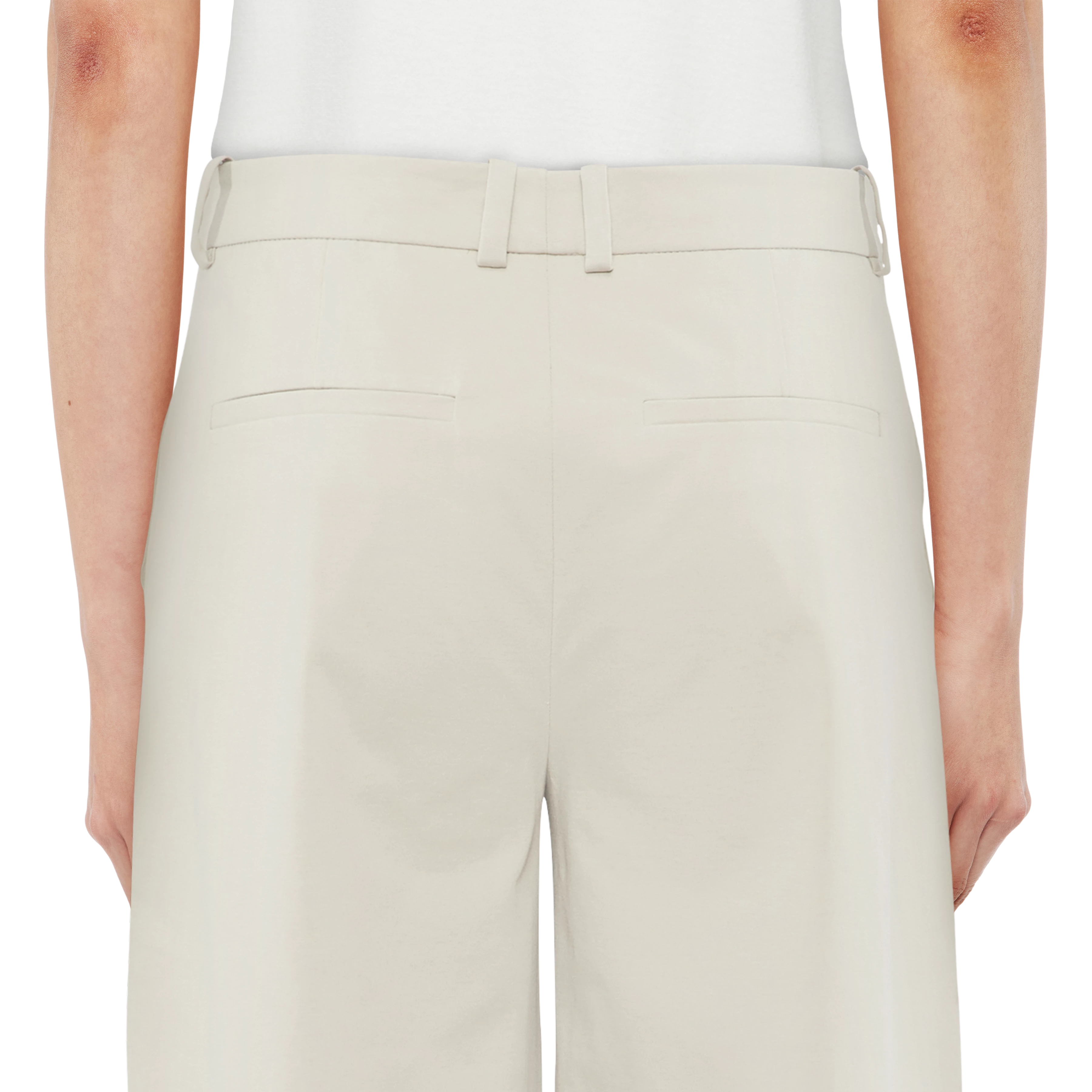 SOUGHT - Trousers with barrel leg in Punto Milano jersey - women - beige - Detailansicht am Model