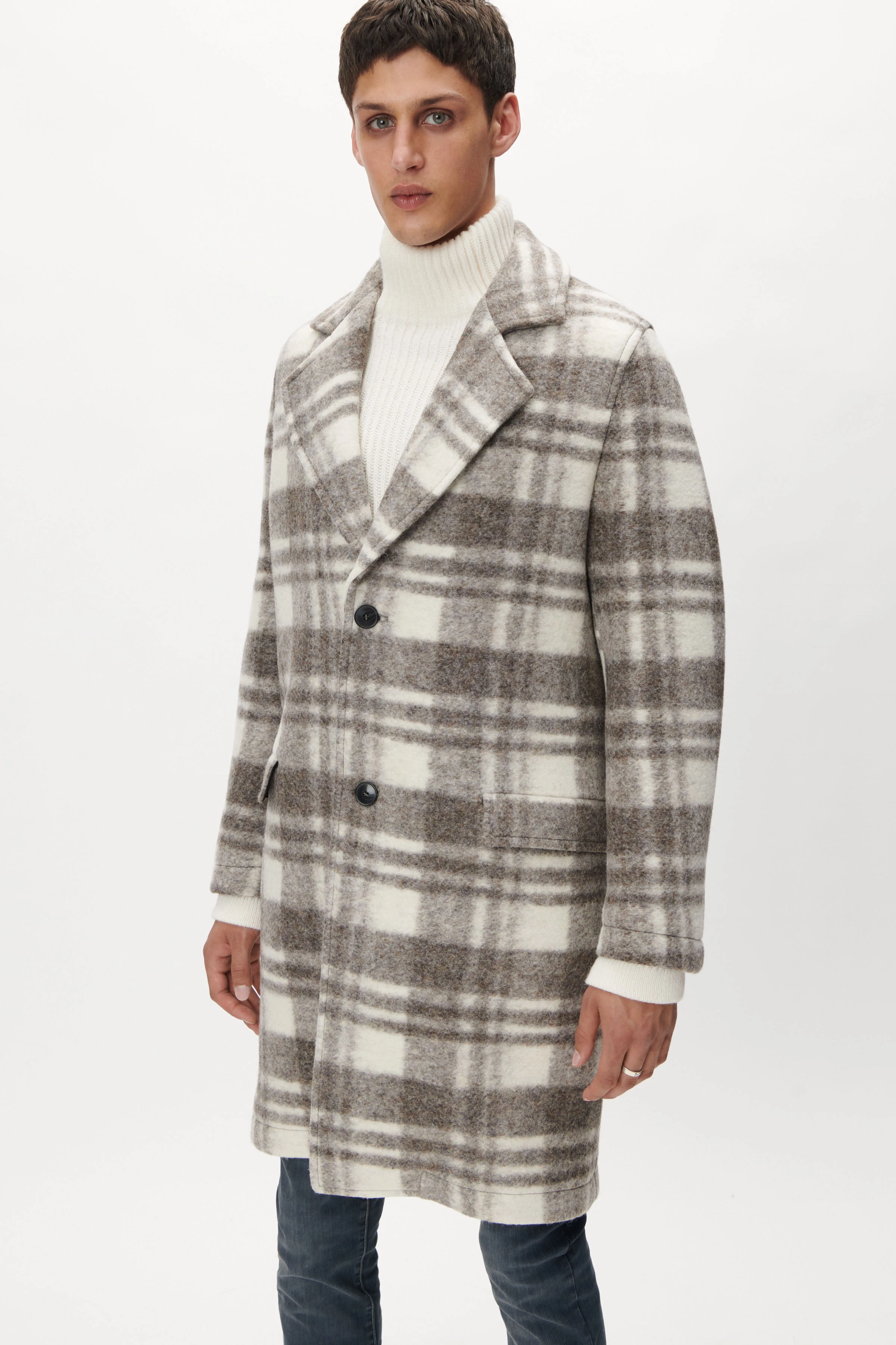 SOLANO - Stirck-Jersey Reversmantel - Herren - braun - Frontansicht