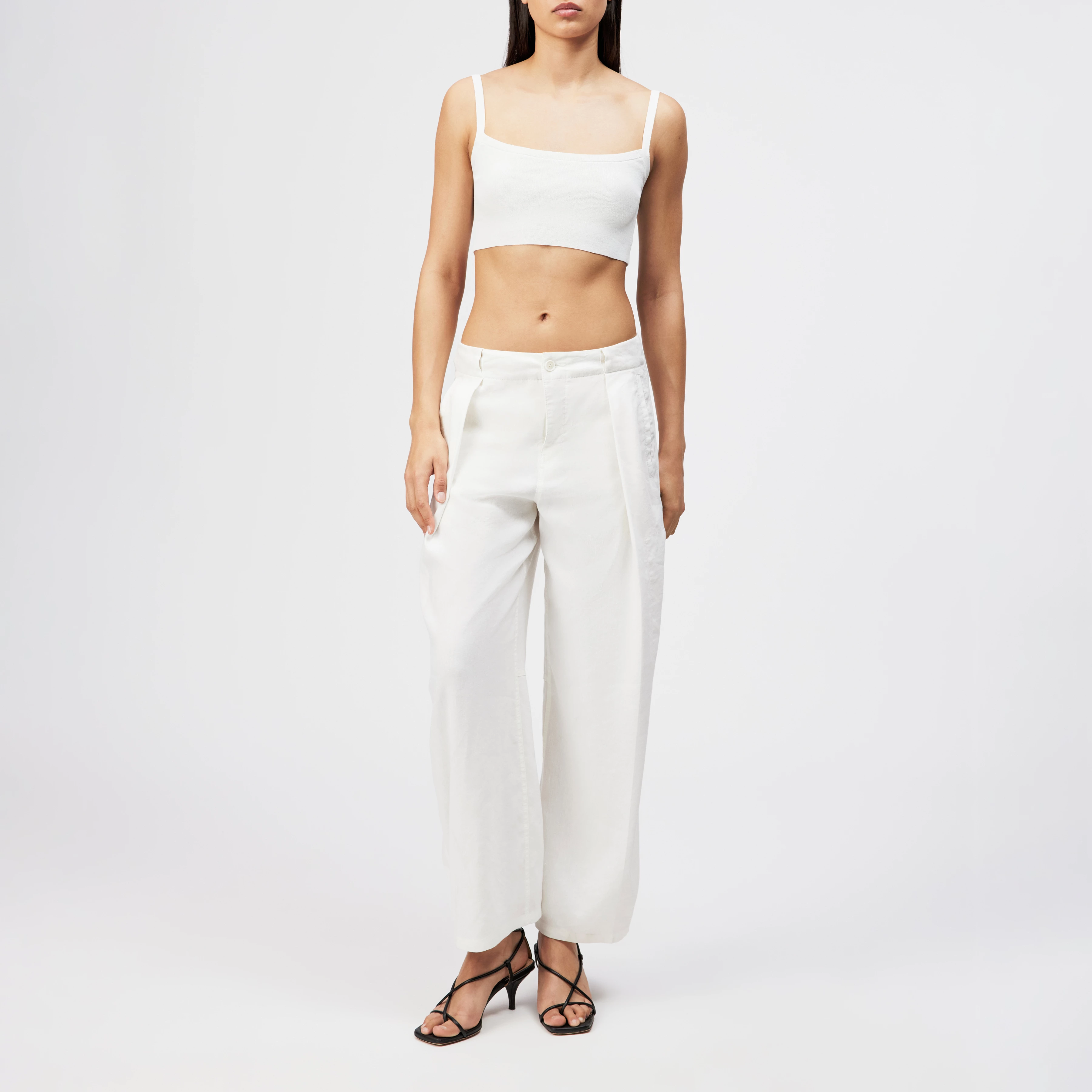DREAK - Relaxed Fit Linen-Blend Utility Trousers - women - off white - Ganzkörper-Frontansicht