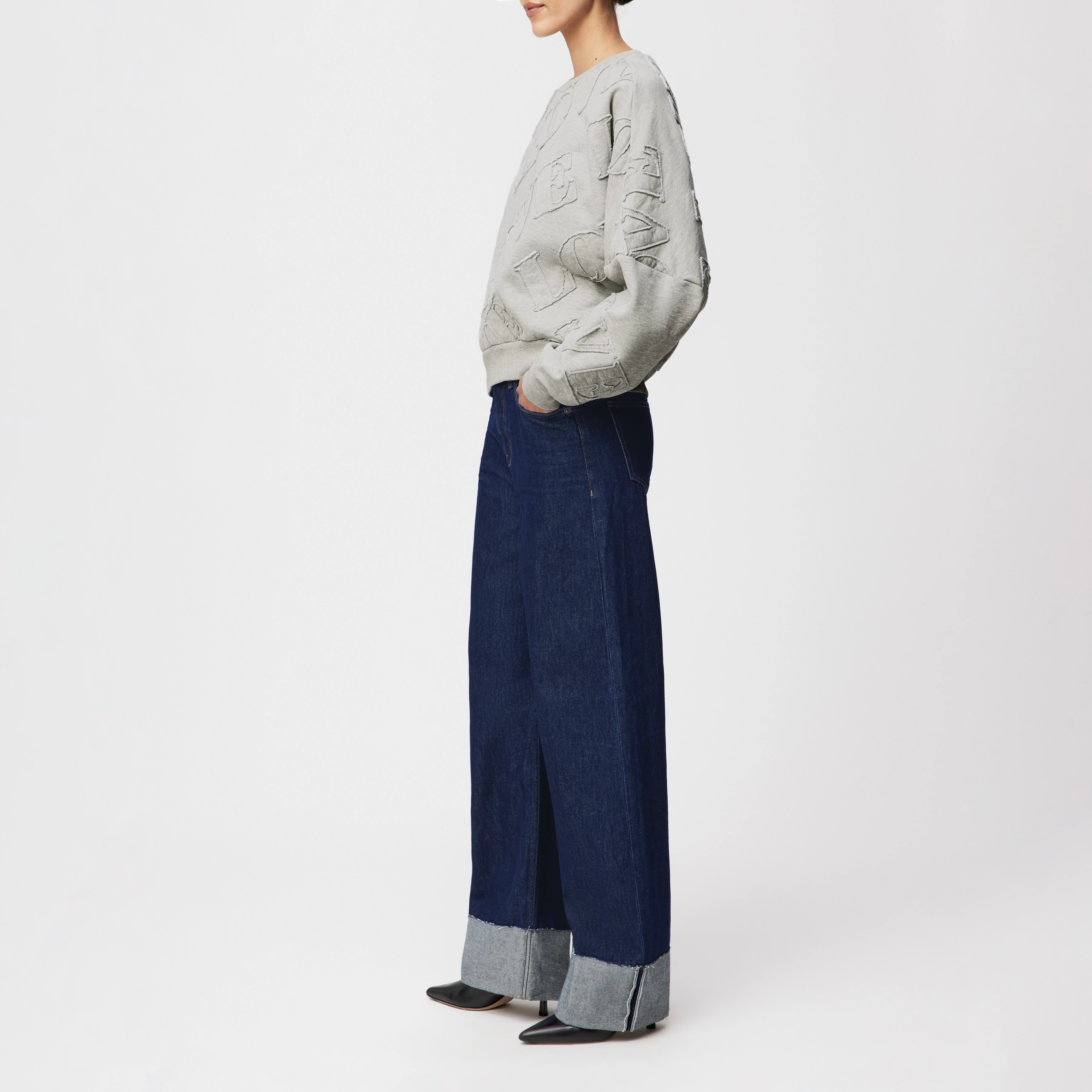 ASTERA_P11 - Oversized Sweatshirt in reiner Baumwolle - Damen - grau - Seitenansicht