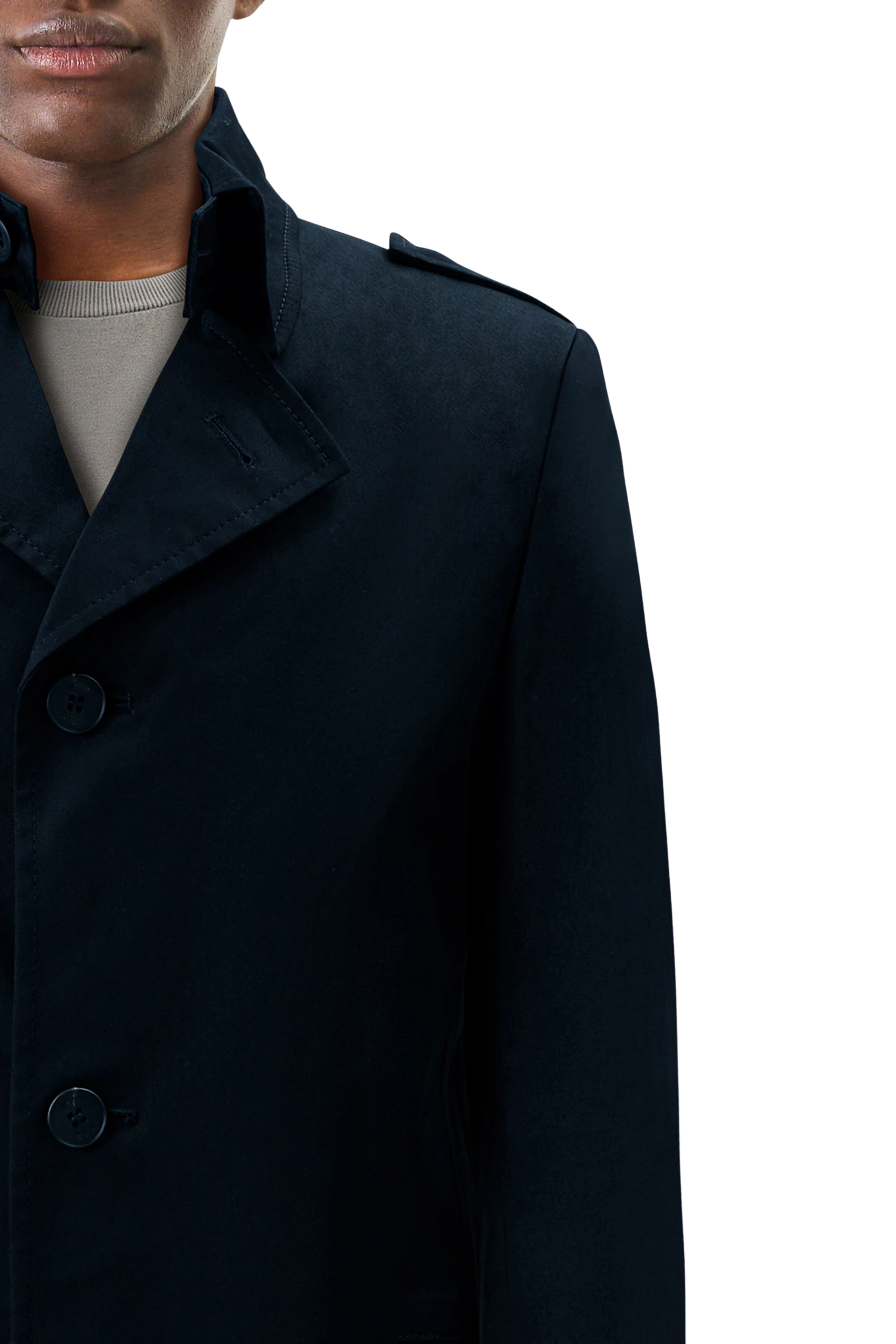 SKOPJE - Trenchcoat in Baumwoll-Gabardine - Herren - schwarz - Seitenansicht