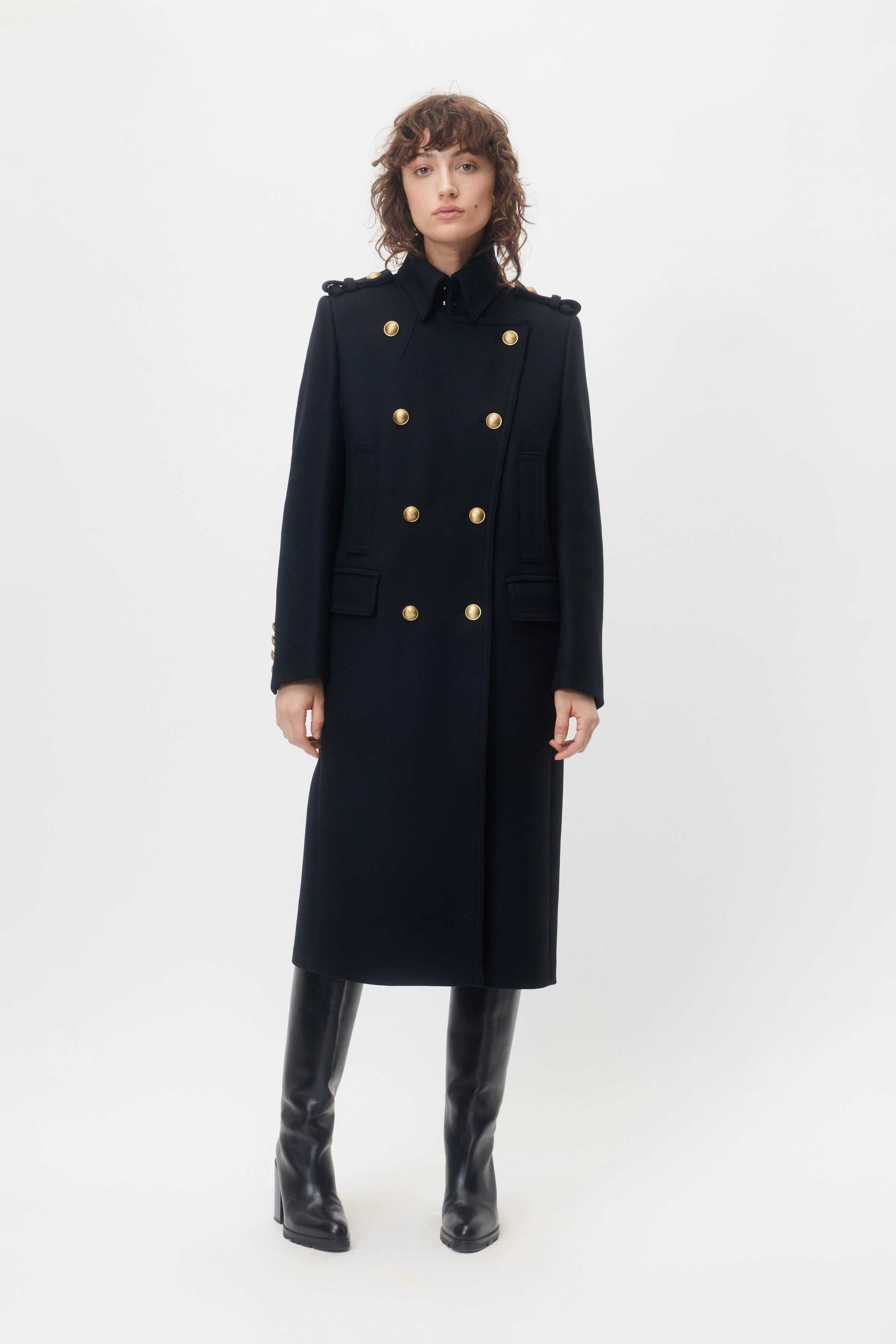 HAWDON_2 - manteau militaire en mélange de laine - women - noir - Ganzkörper-Frontansicht