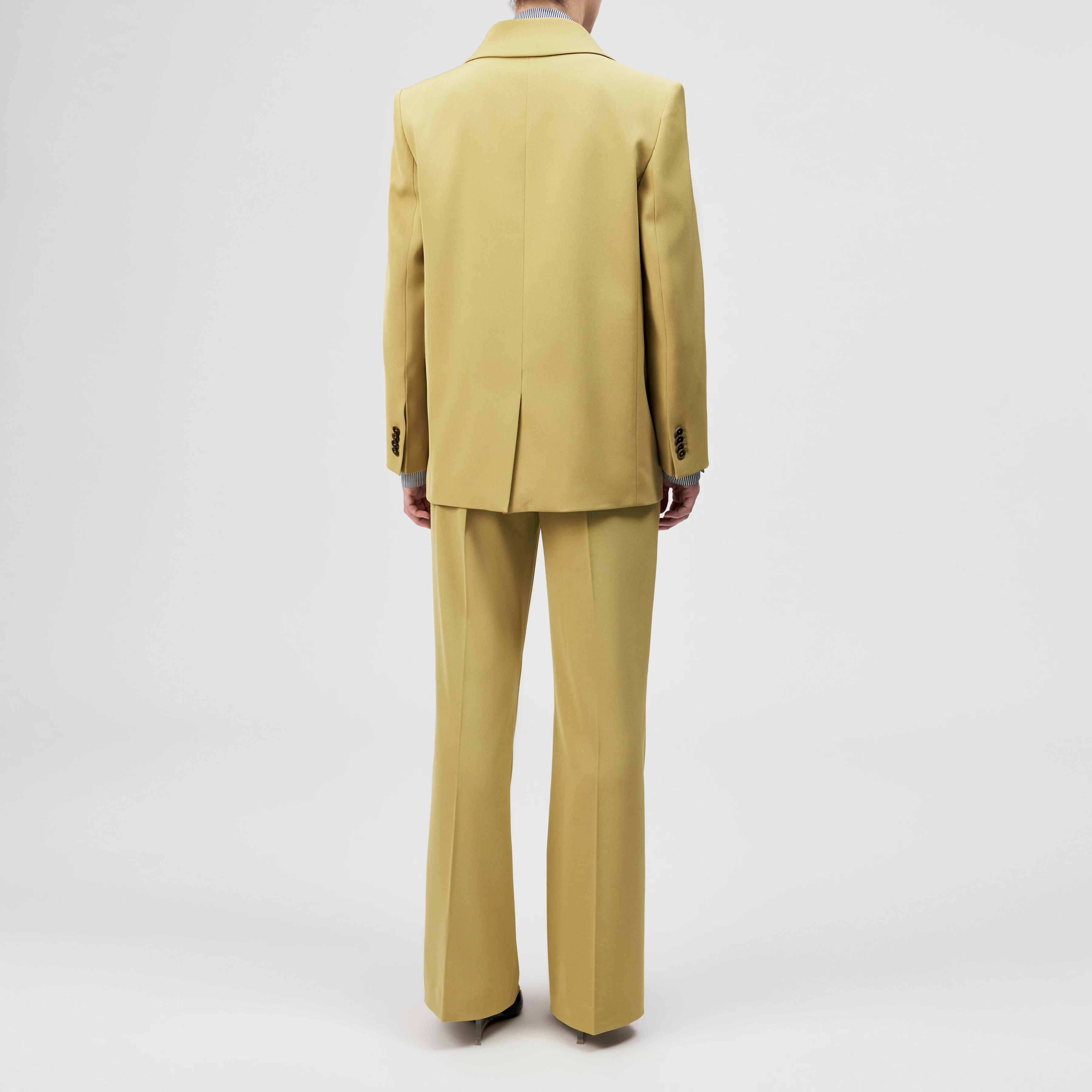 HADLOW - Double-breasted twill blazer with lapels - women - brown - Rückansicht