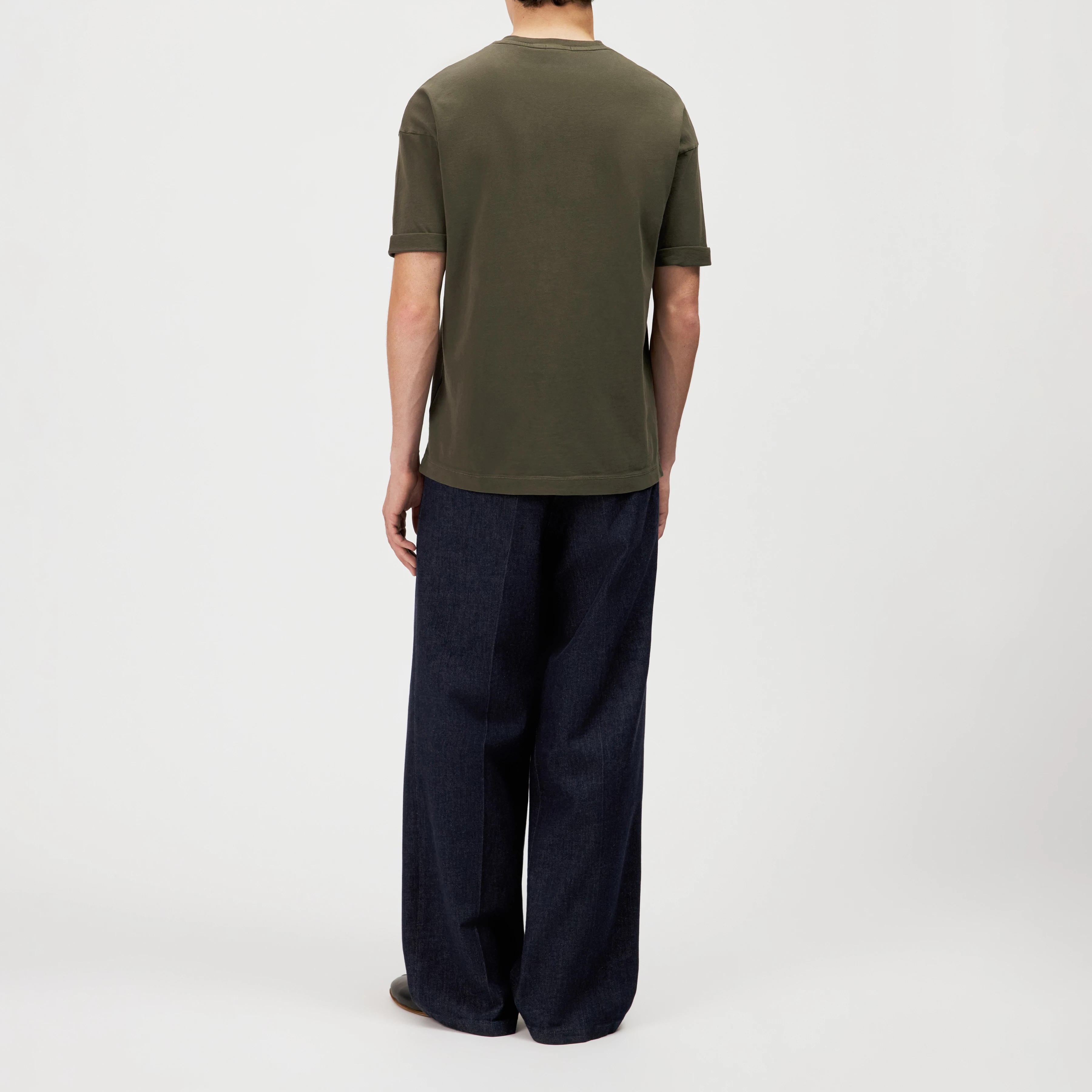 THILO - Relaxed fit T-shirt in soft cotton with washed look - men - green - Rückansicht
