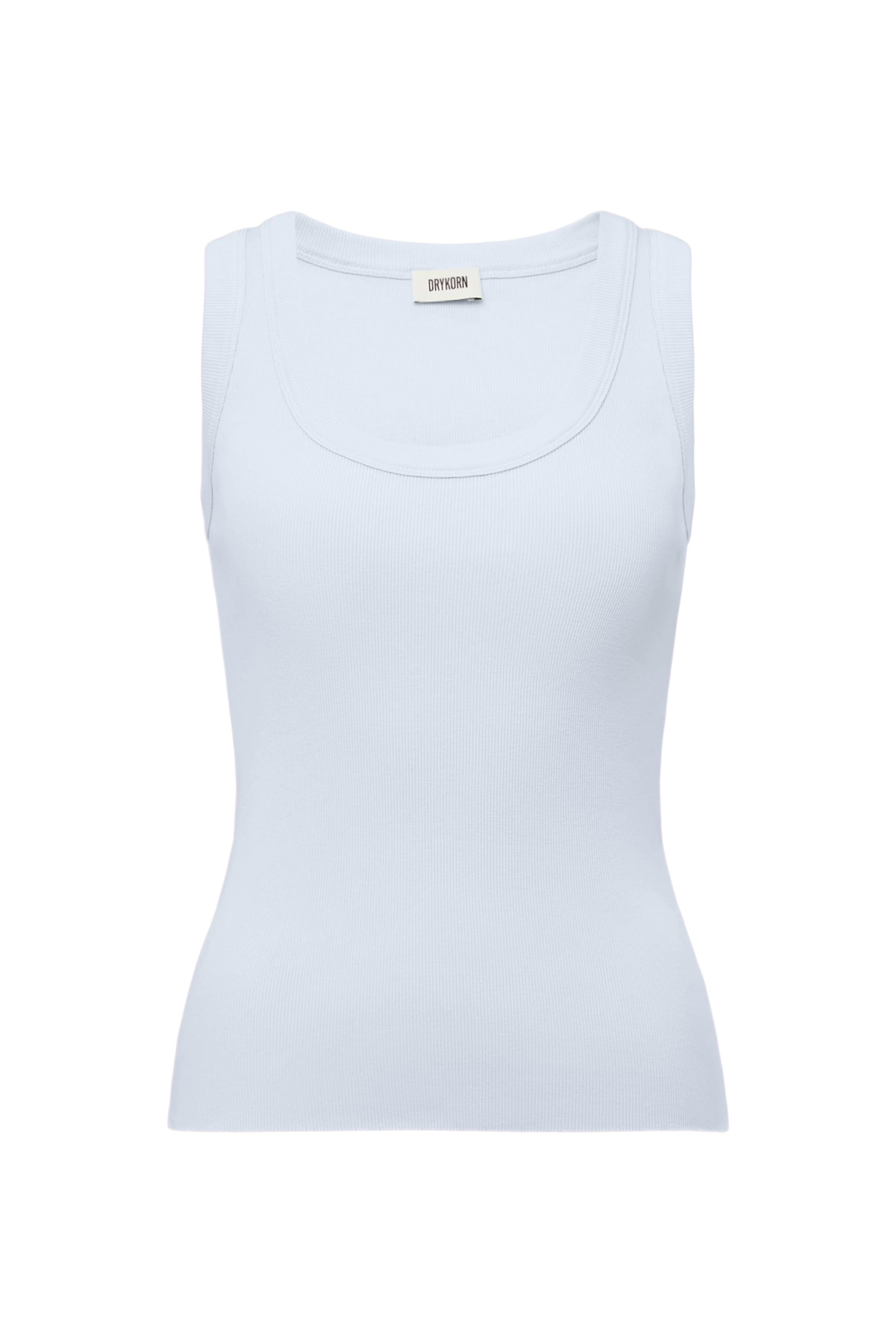 TAVIRA - Ribbed tank top with feminine round neckline - women - blue - Freisteller Frontansicht