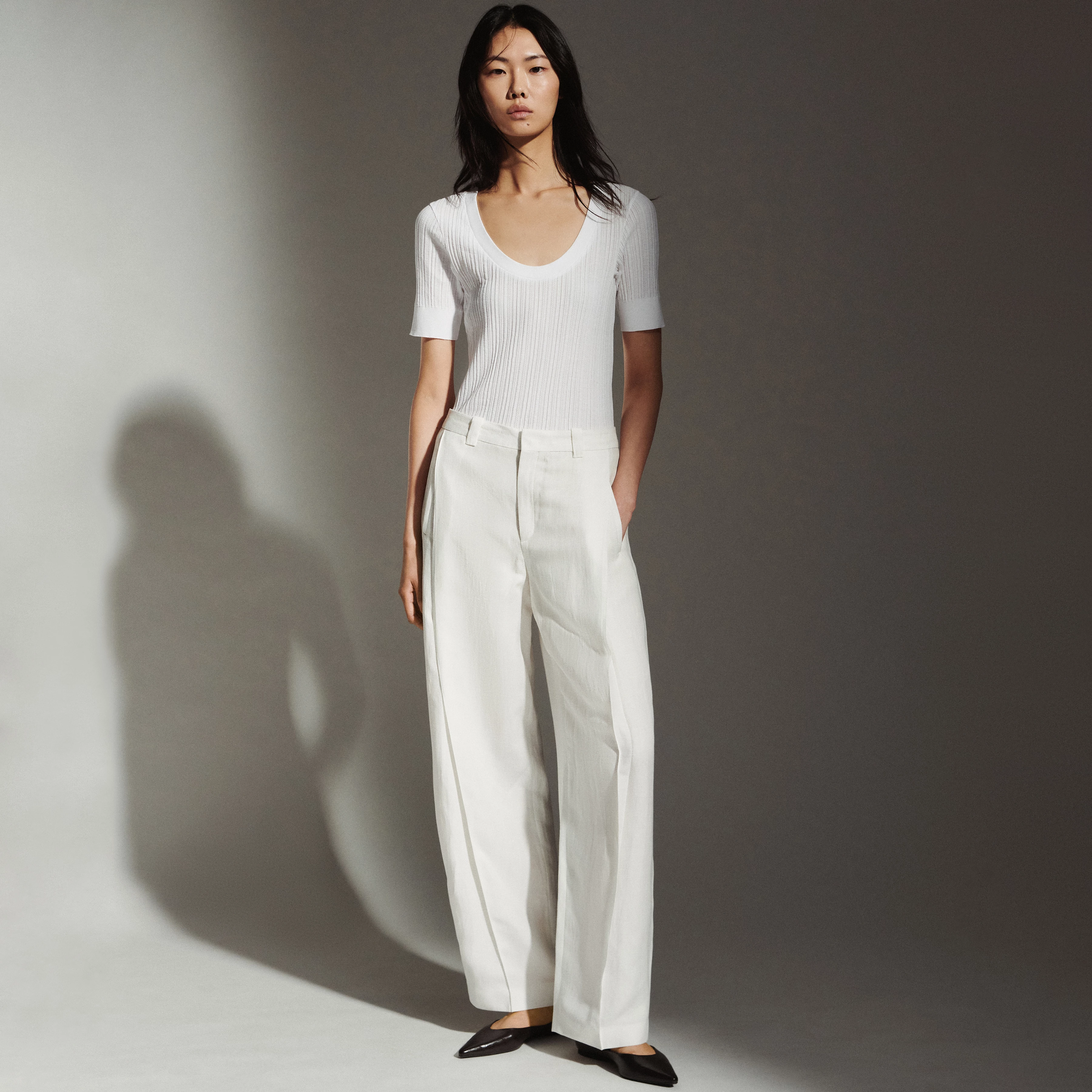 UNPACK - Leinenhose in fließendem Twill - Damen - off white