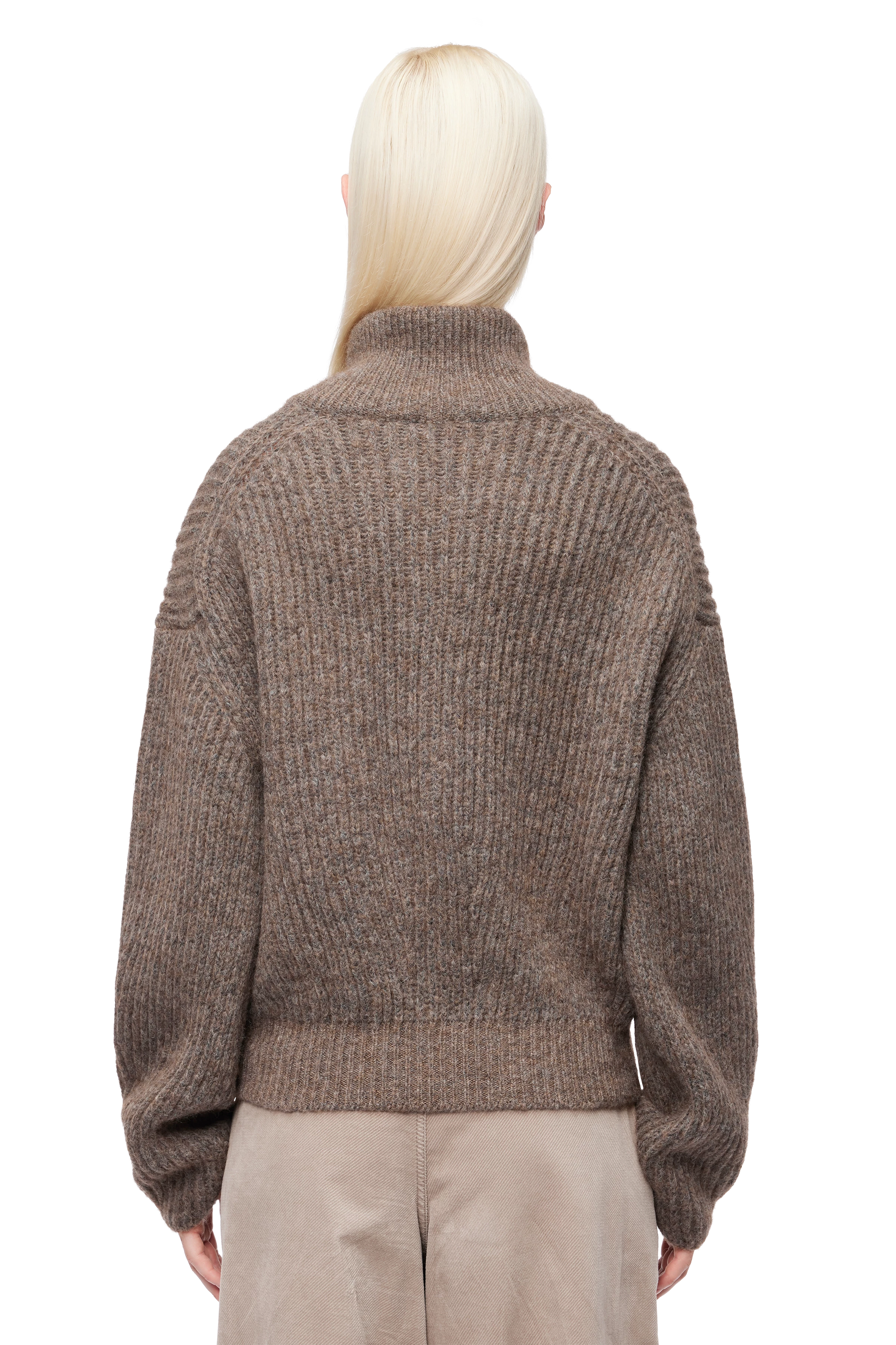 JIZY - Strick-Blouson in Alpaka-Mix - Damen - braun - Rückansicht