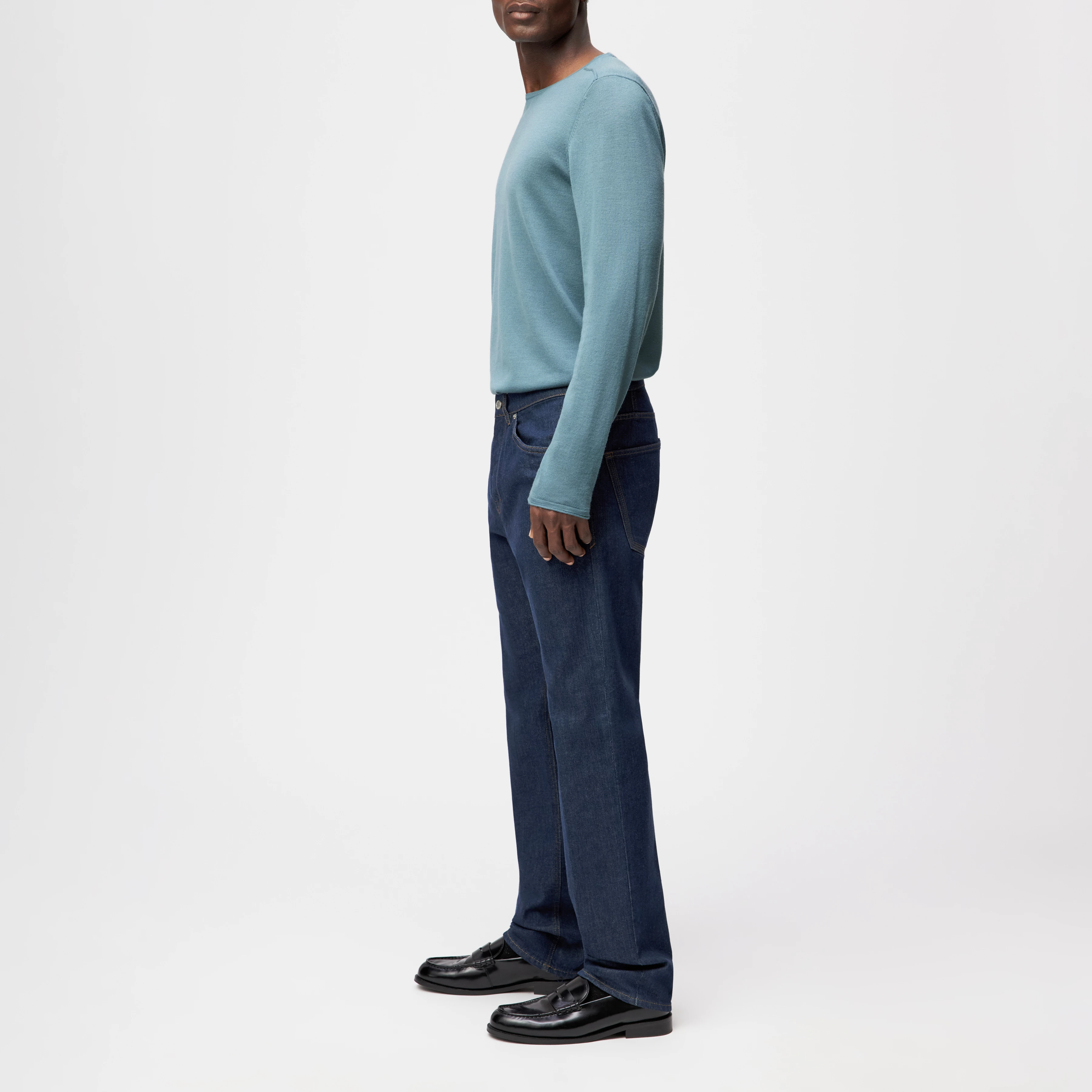 HIGHT - Relaxed Fit Jeans in Navy-Blue Denim - Herren - blau - Seitenansicht