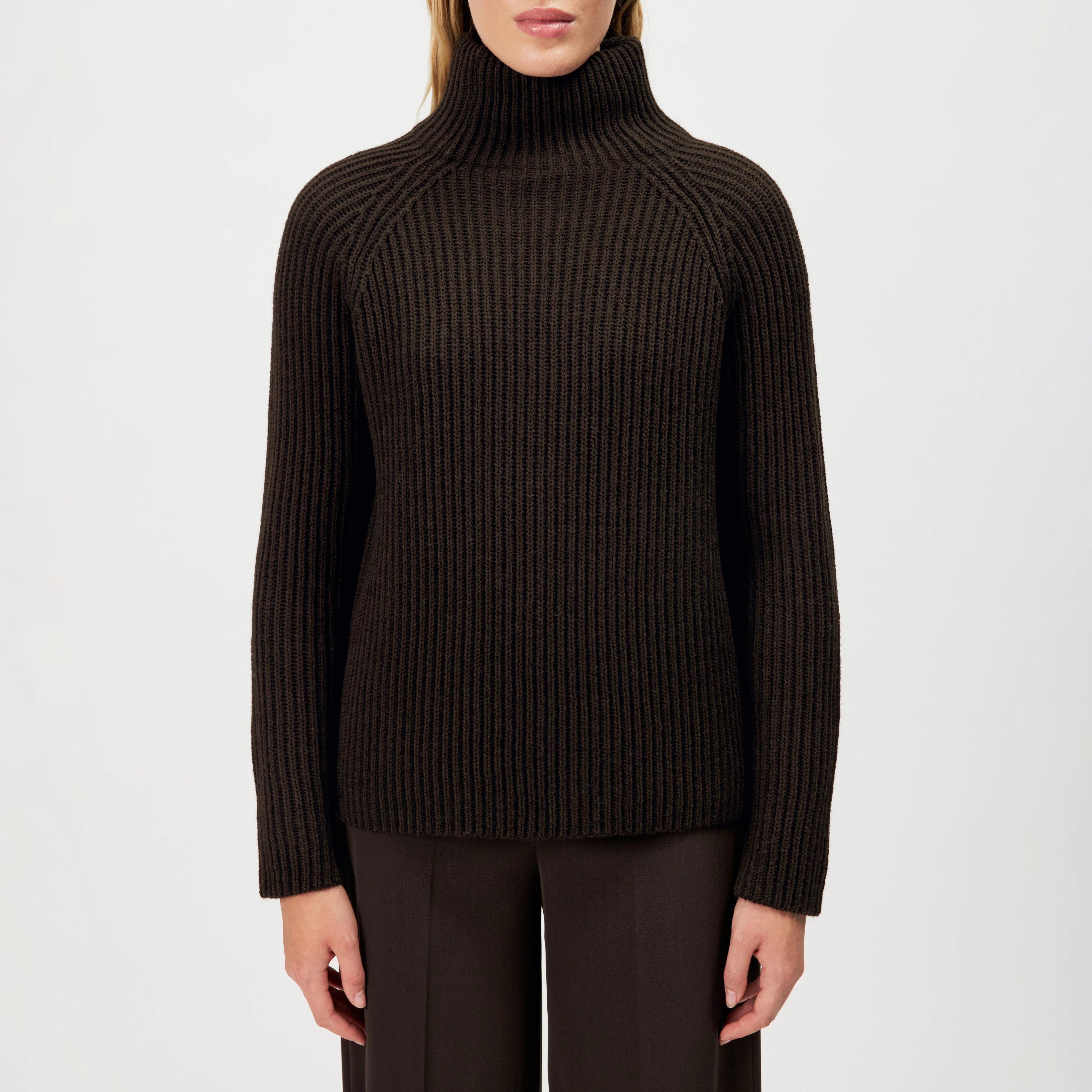 ARWEN - Rollkragenpullover in Woll-Alpakamix - Damen - braun - Frontansicht