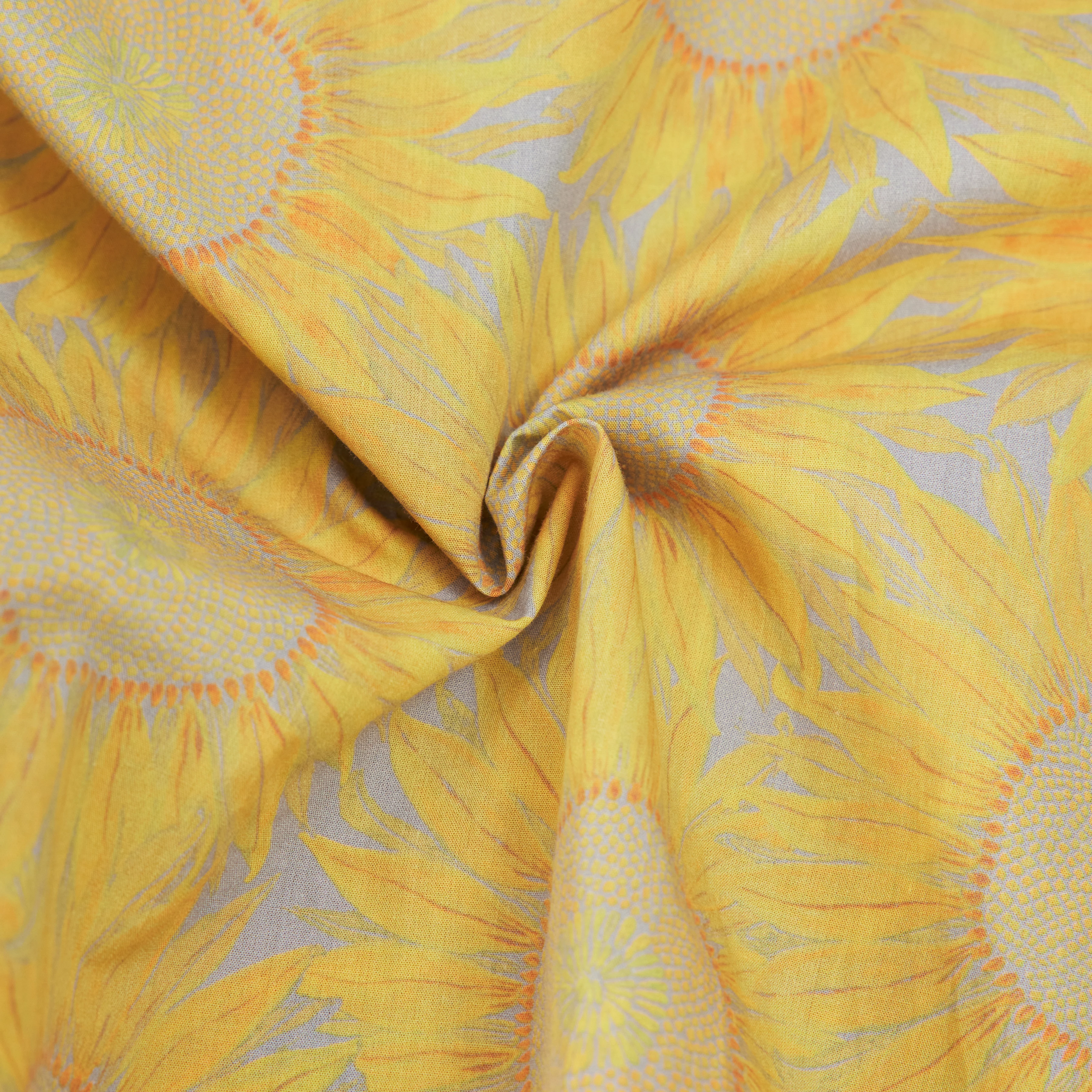 QERIME - Pleated cotton skirt with sunflower print - women - yellow - Materialbild (B2C)
