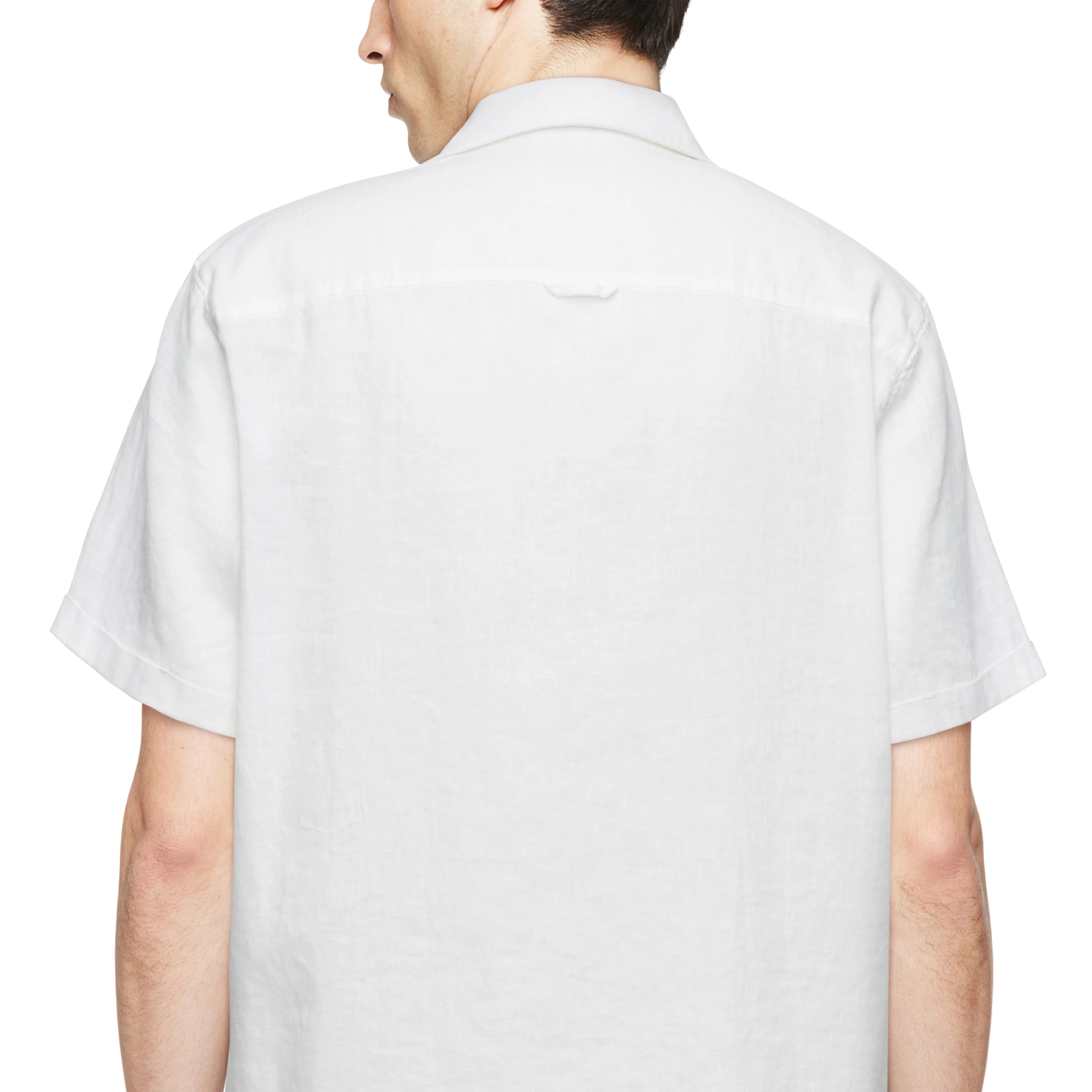 BIJAN_2 - Casual overhemd met korte mouwen in linnen-katoenmix - heren - wit - Detailansicht am Model
