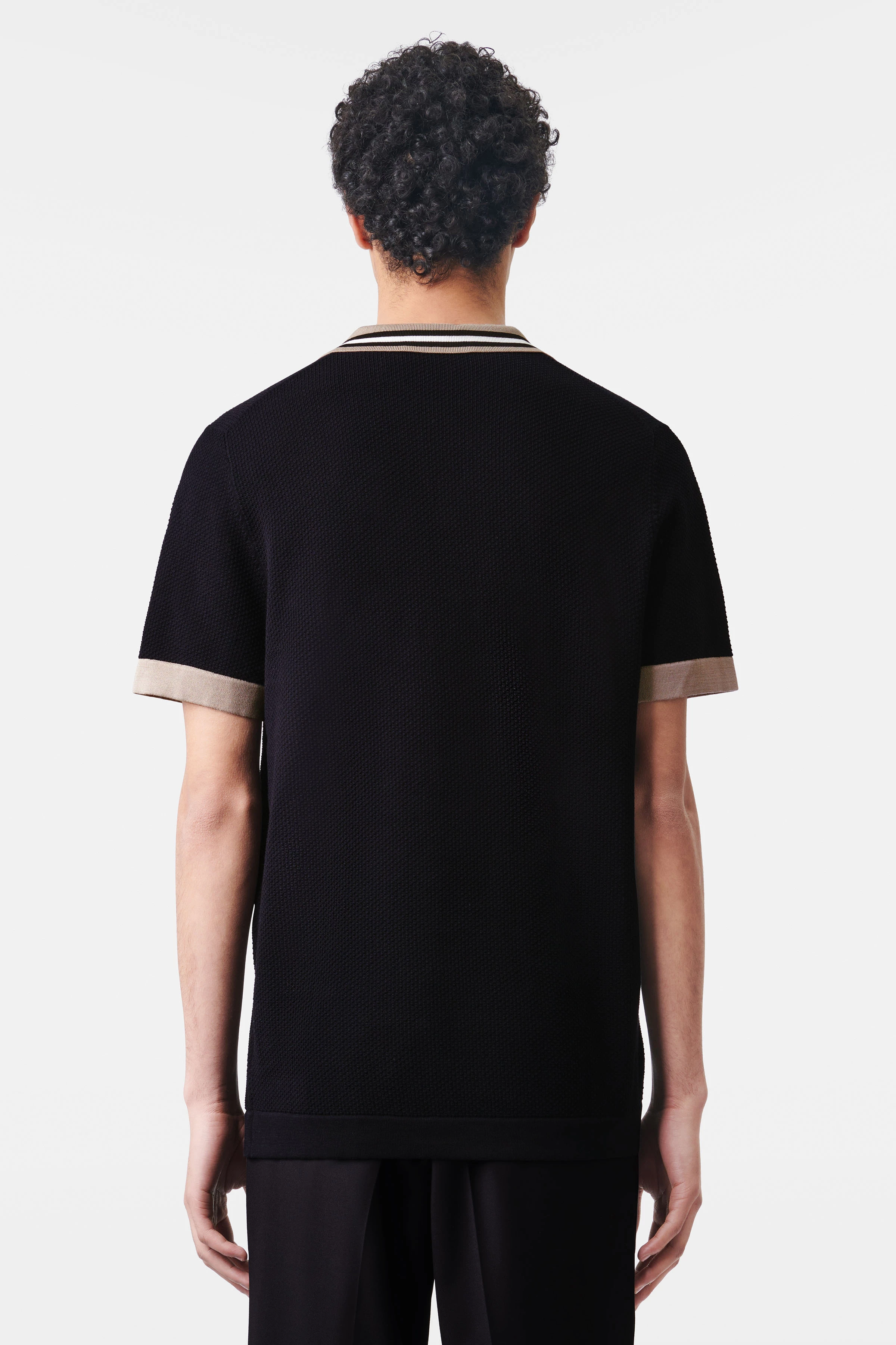 BRAIAN - Strick-Polo in reiner Baumwolle - Herren - schwarz - Rückansicht