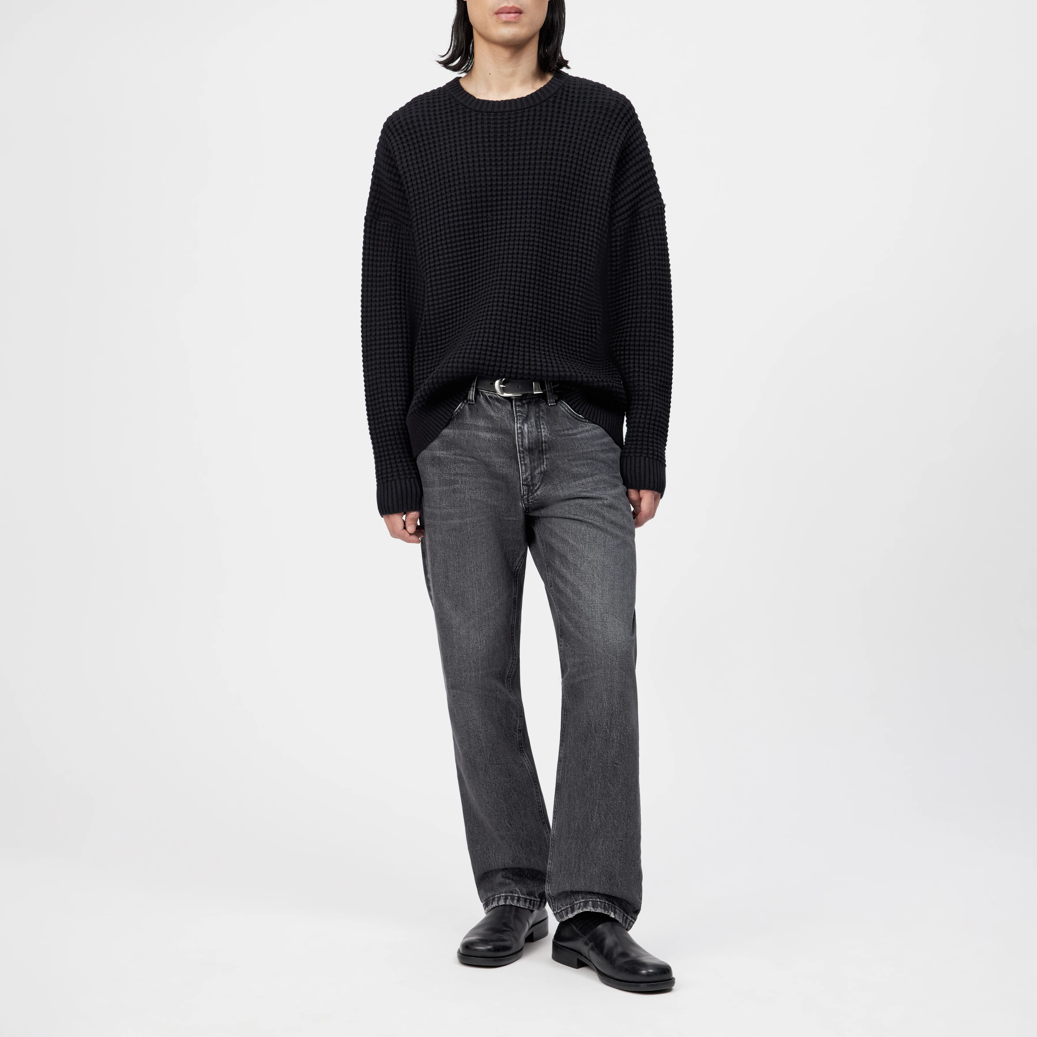 NEELIO - Pullover in Baumwoll-Mix - Herren - schwarz - Ganzkörper-Frontansicht