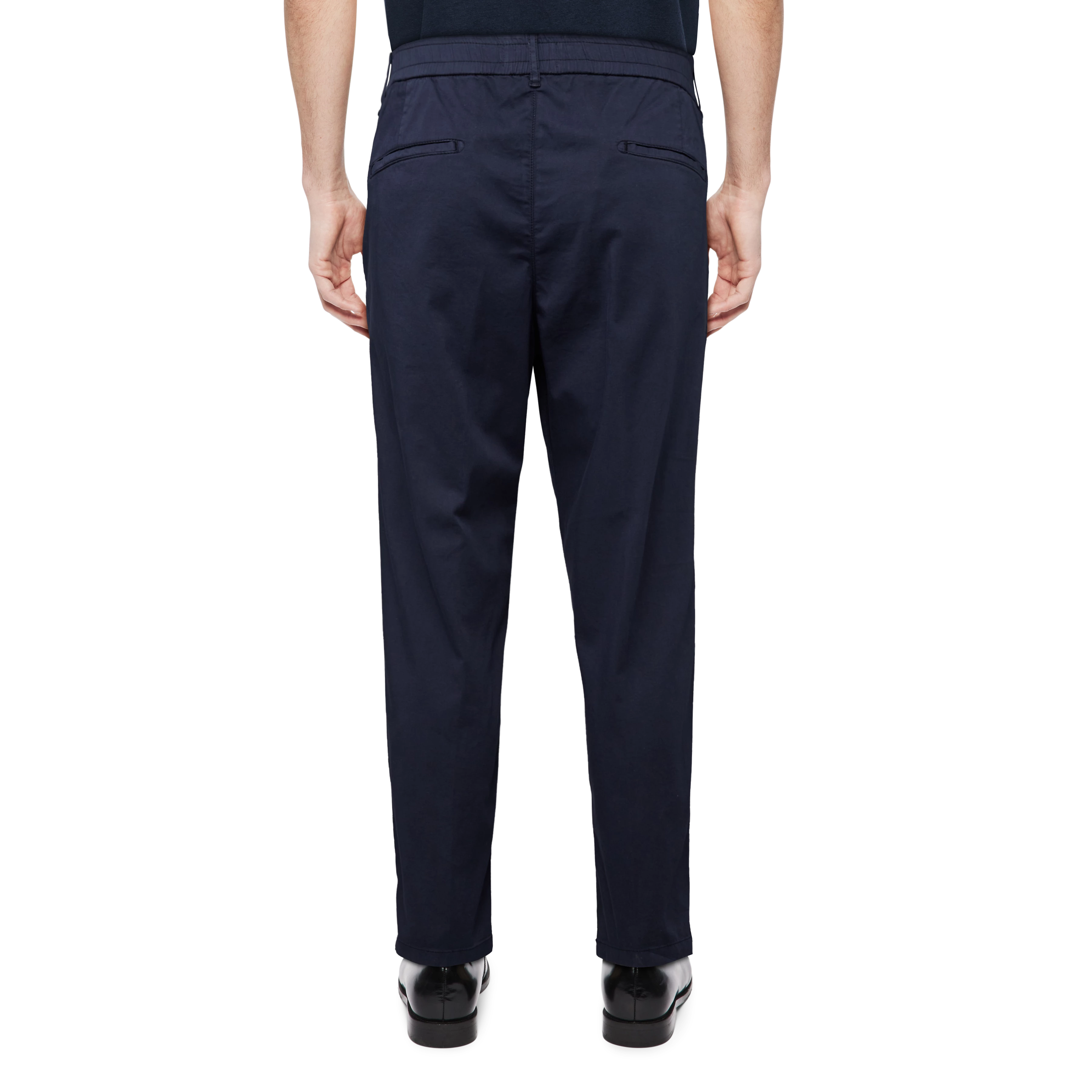 CHASY - Casual trousers with pleats in satin - men - blue - Rückansicht