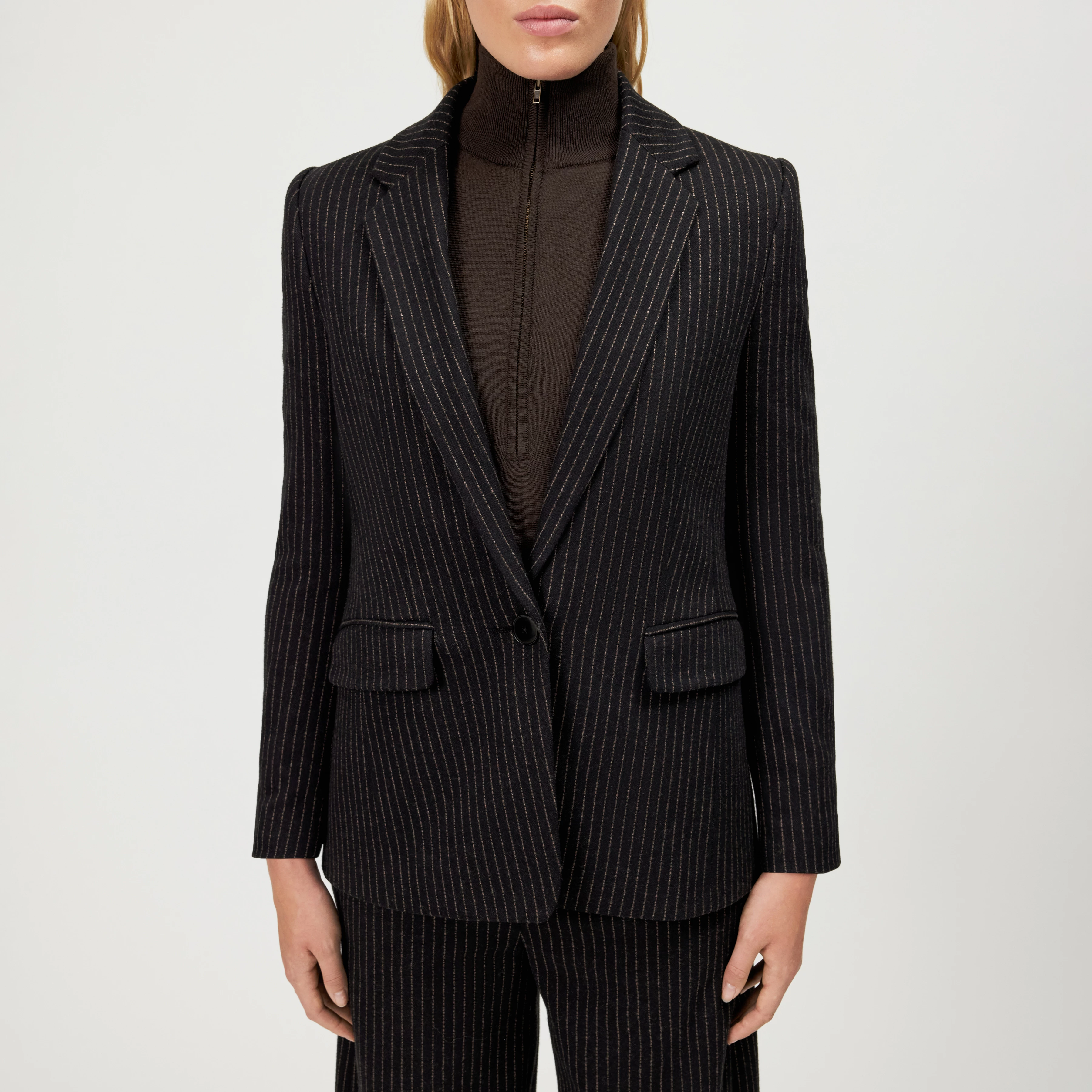 ATLIN_2 - Pinstripe single-button blazer - women - brown - Frontansicht