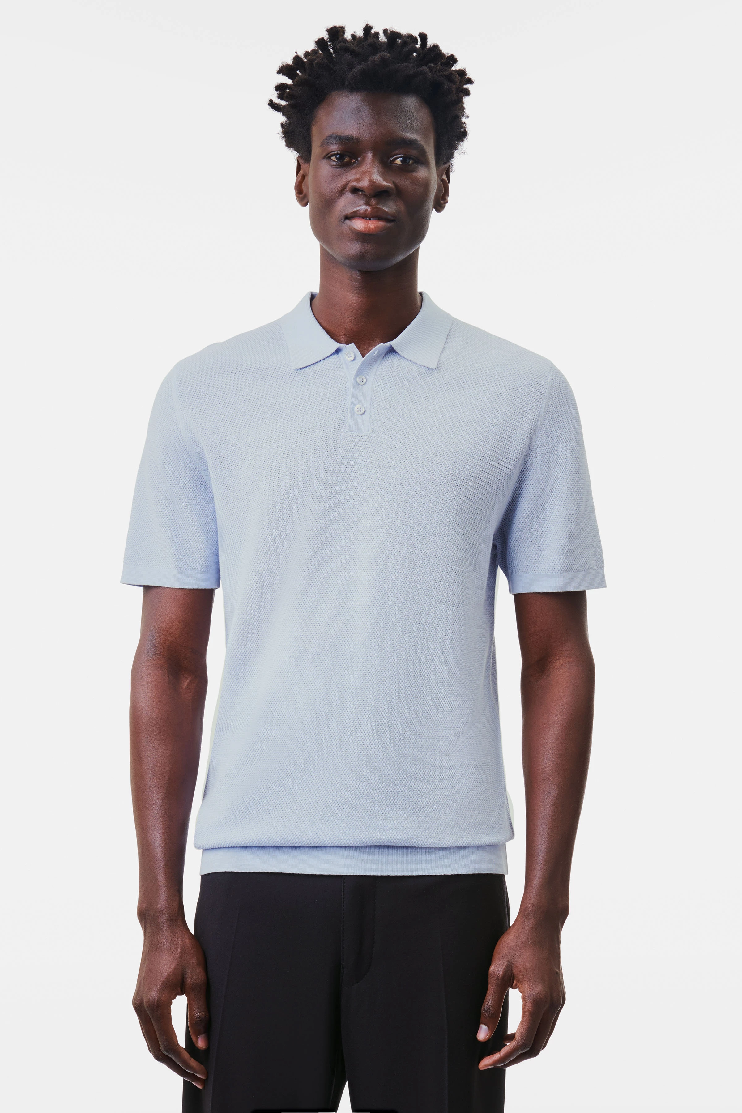 TRITON - Strick Polo in mercerisierter Baumwolle - Herren - blau - Frontansicht