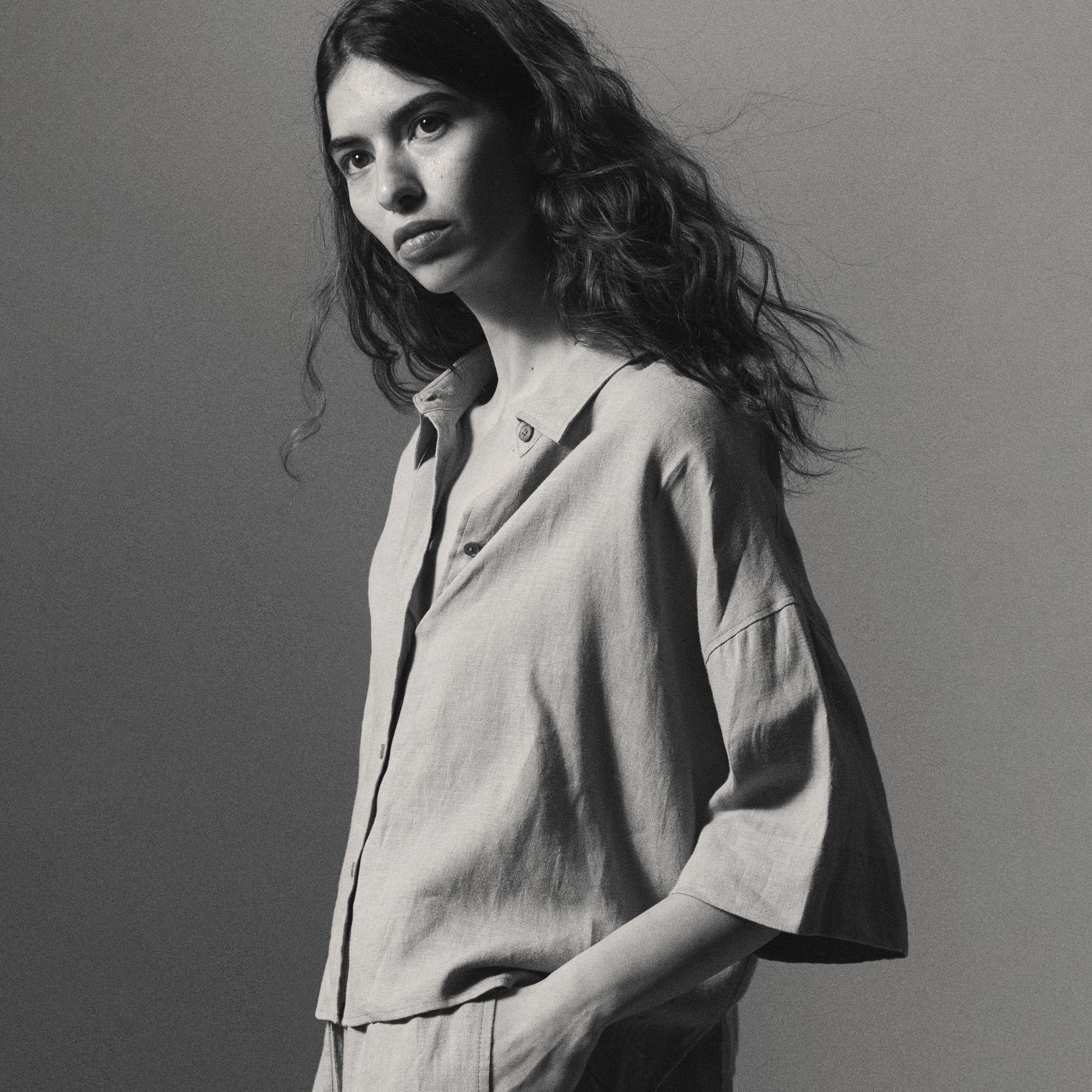 YARIKA - Boxy shirt blouse in linen - women - blue